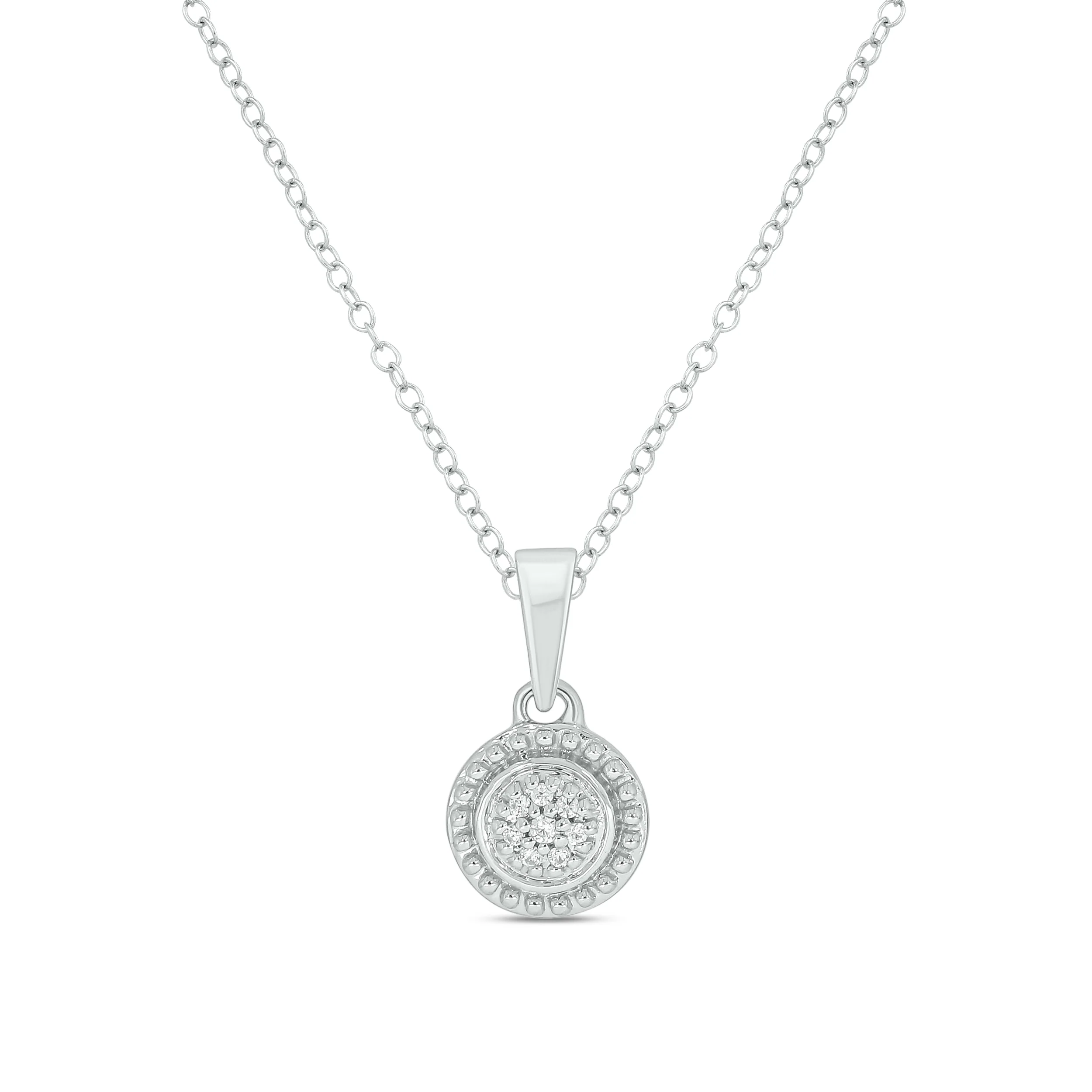 Sterling Silver Round Cut Diamond Set Pendant
