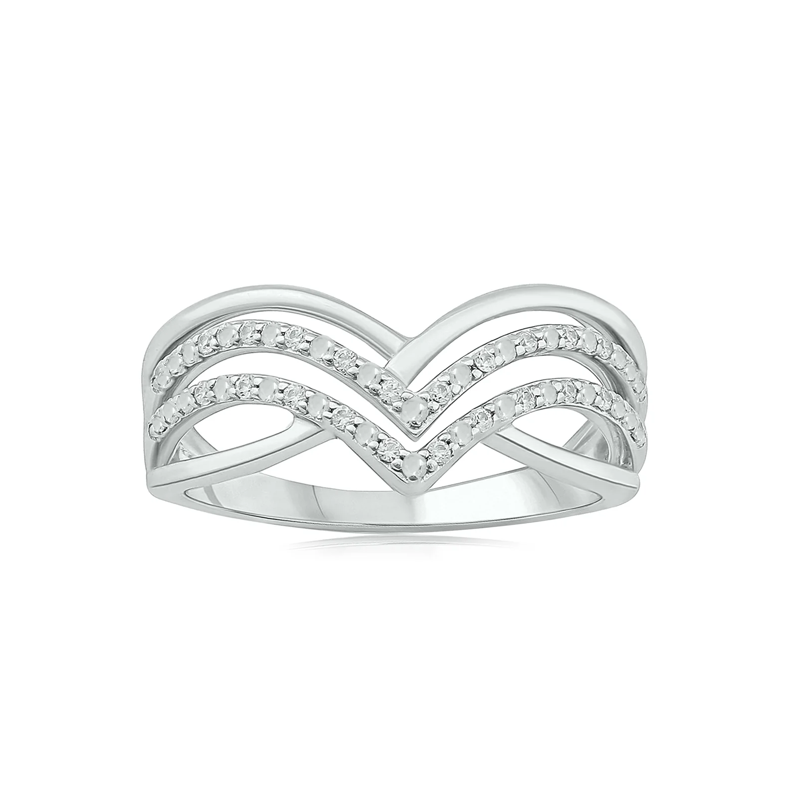 Sterling Silver Round Brilliant Cut 0.10 Carat tw Ring