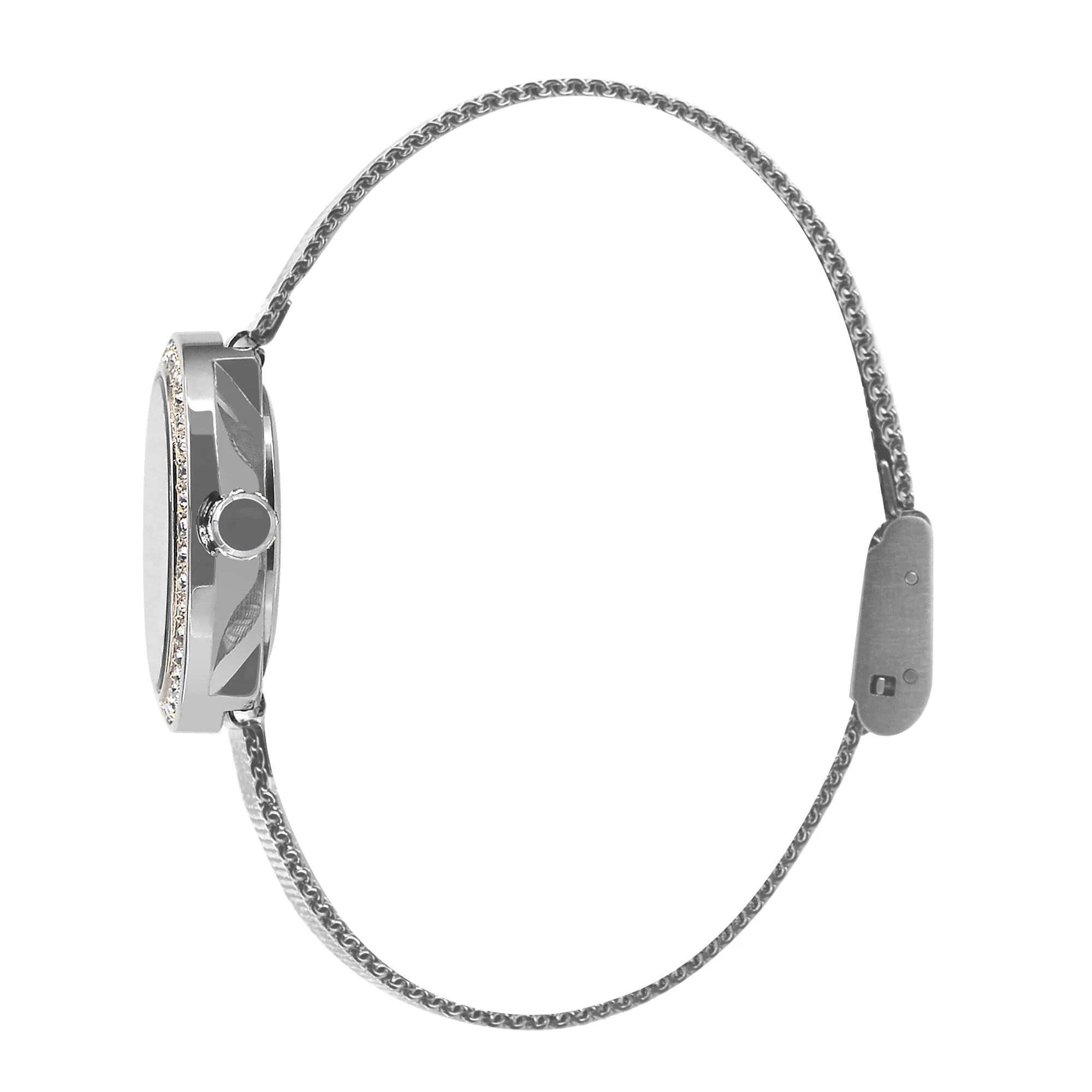 Eclipse Stainless Steel Round Pink Dial Silver Band Watch - Image 2