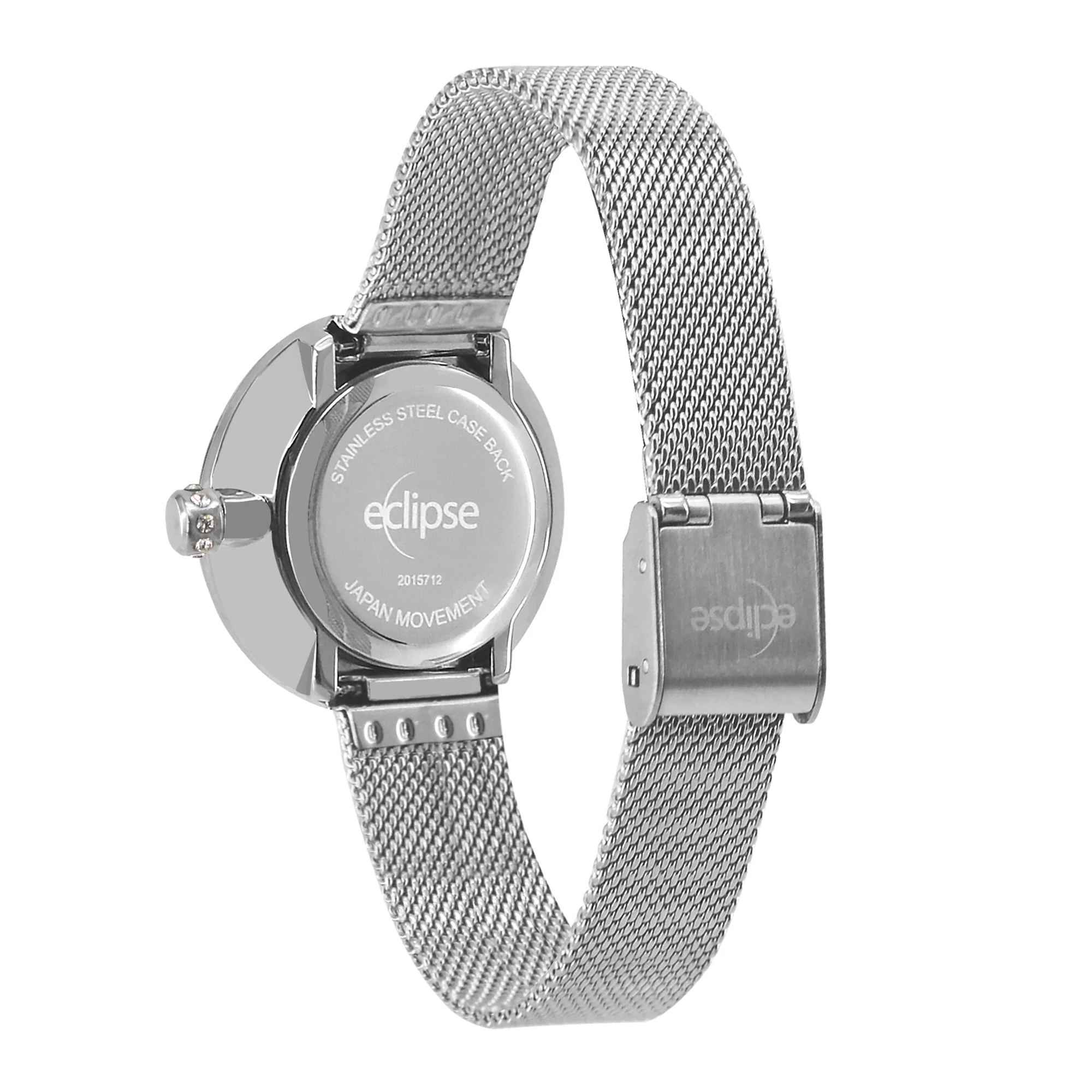 Eclipse Stainless Steel Round Pink Dial Silver Band Watch - Image 3