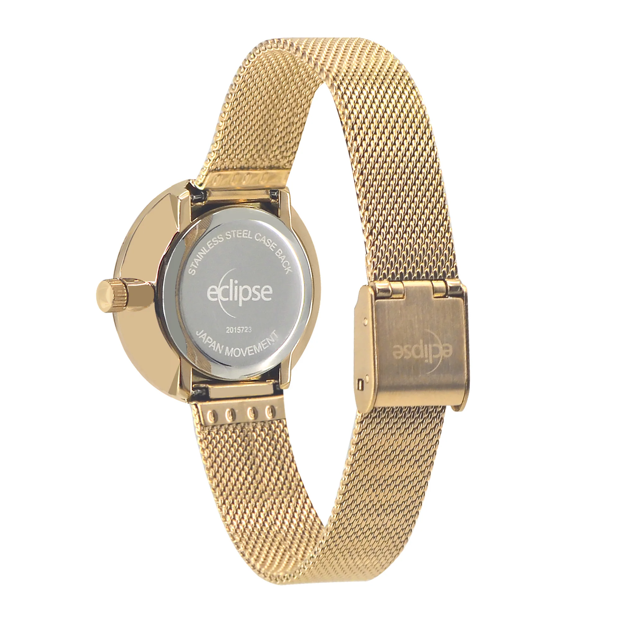 Eclipse Stainless Steel Round Green Dial Gold Band Watch - Image 3