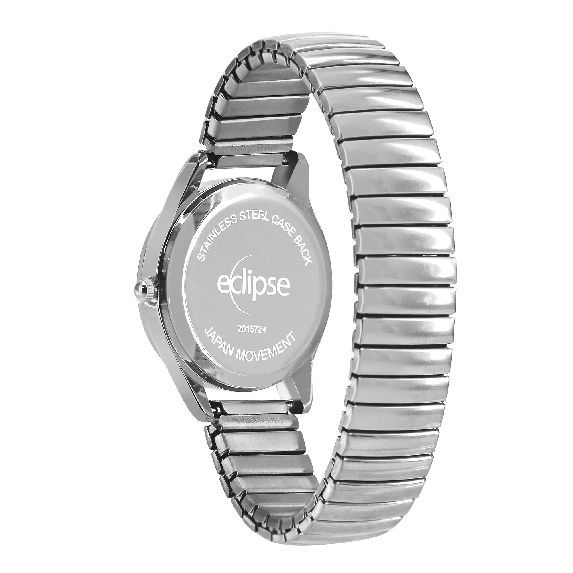 Eclipse Stainless Steel Round Dial Silver Band Watch - Image 3