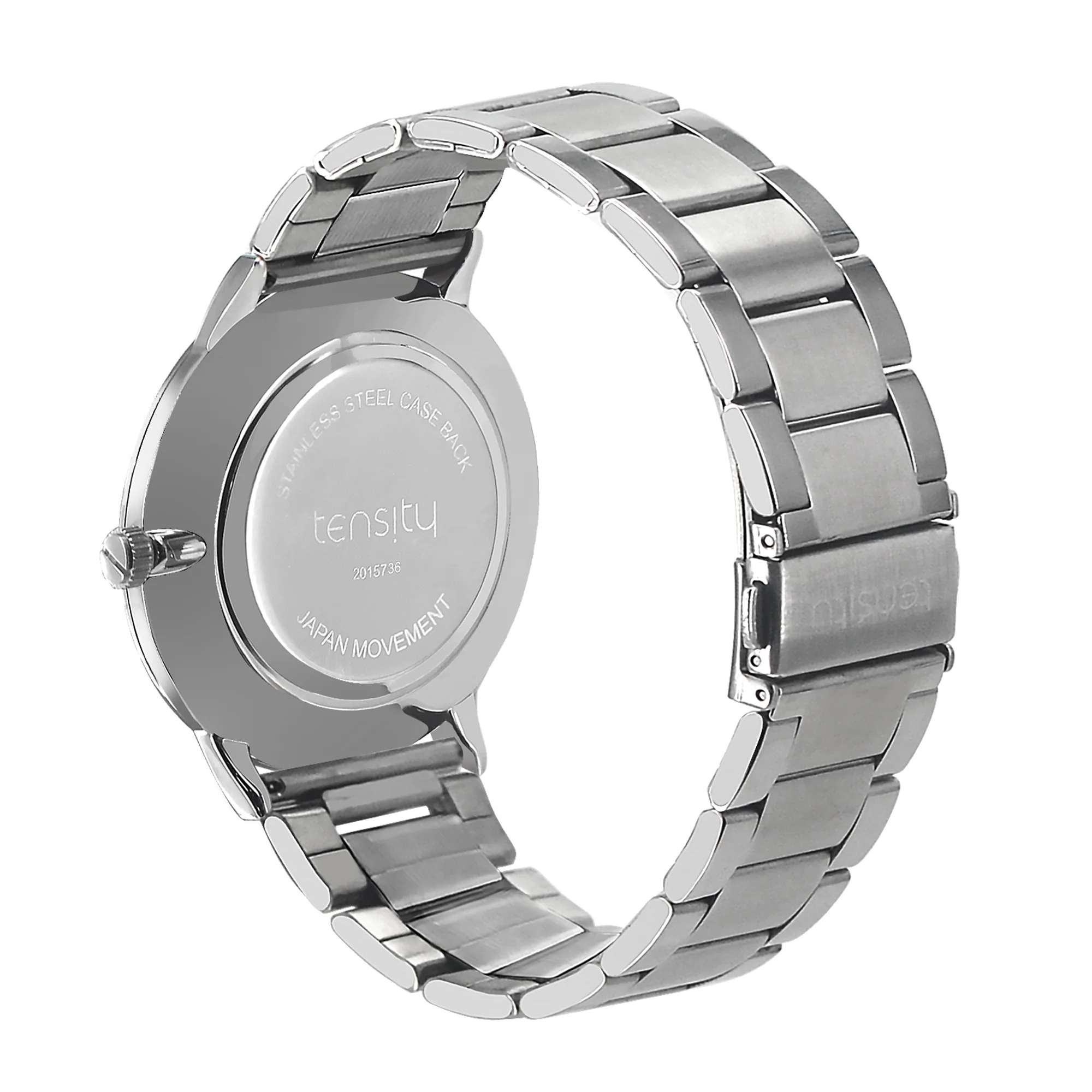 Tensity Stainless Steel Round Blue Dial Silver Band Watch - Image 3