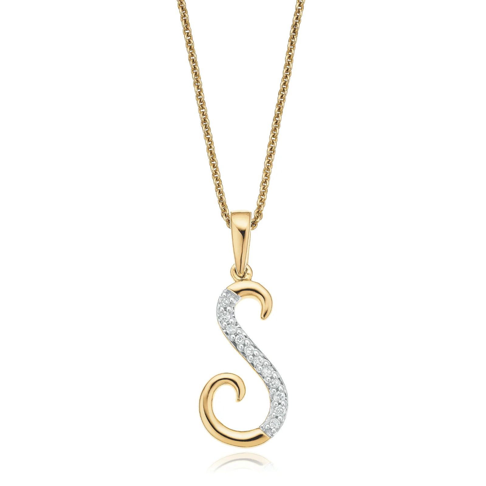 9ct Yellow Gold 0.06 Carat tw Diamond Initial Pendant - Image 2