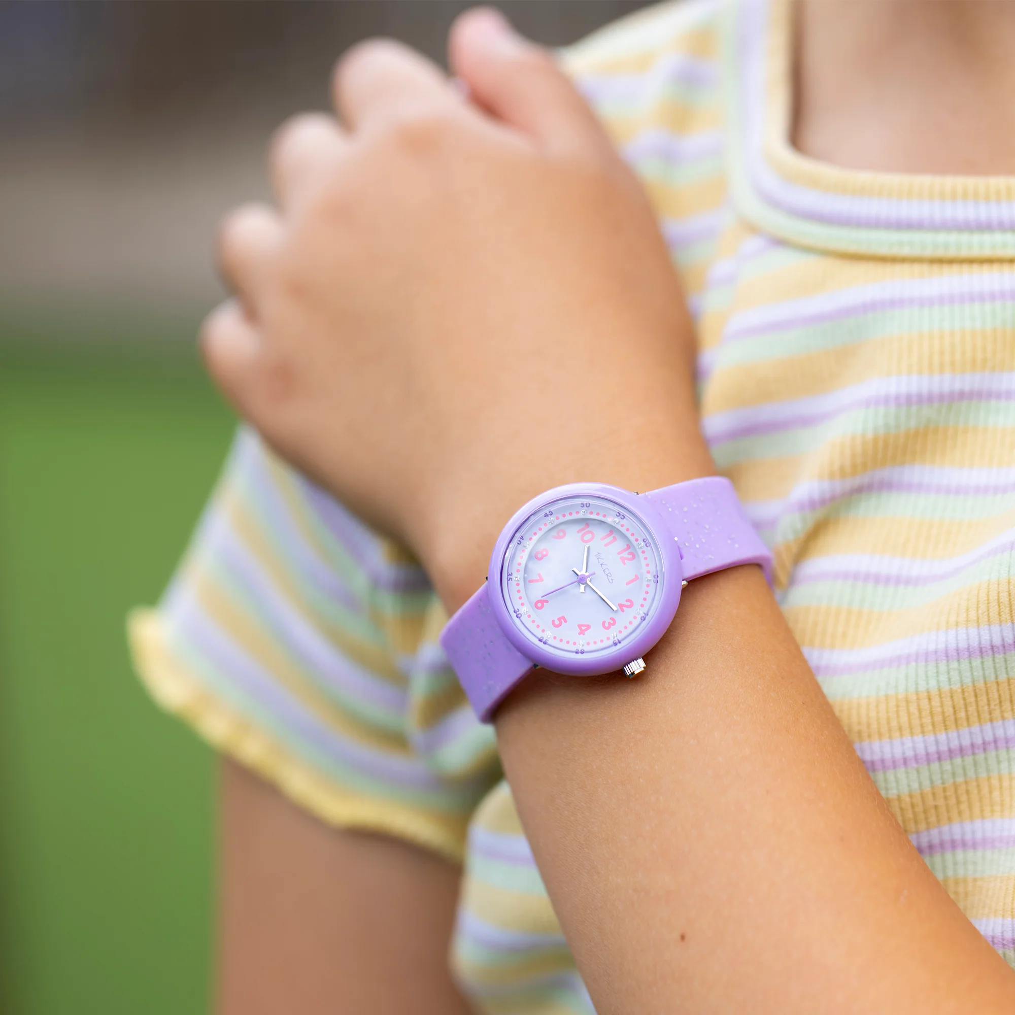 Tikkers Purple Glitter Silicone Strap Watch ATK1102 - Image 2