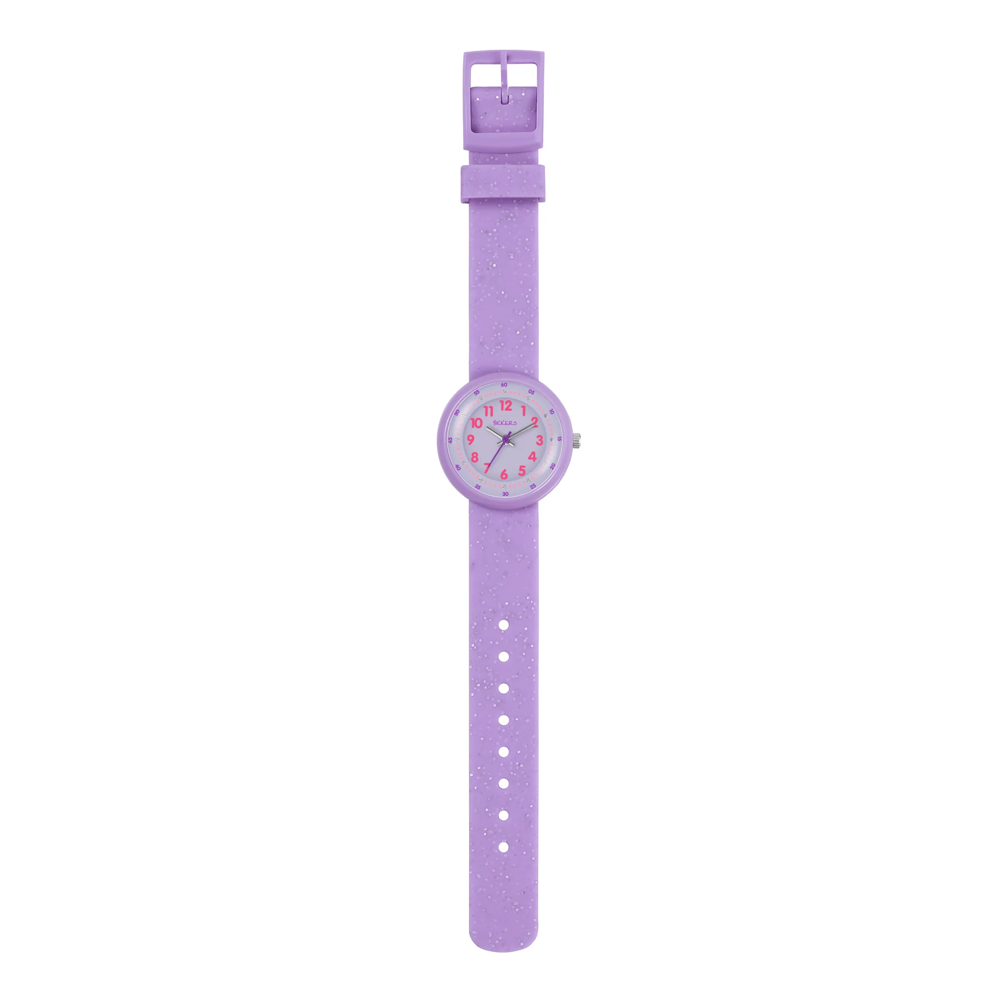 Tikkers Purple Glitter Silicone Strap Watch ATK1102 - Image 4