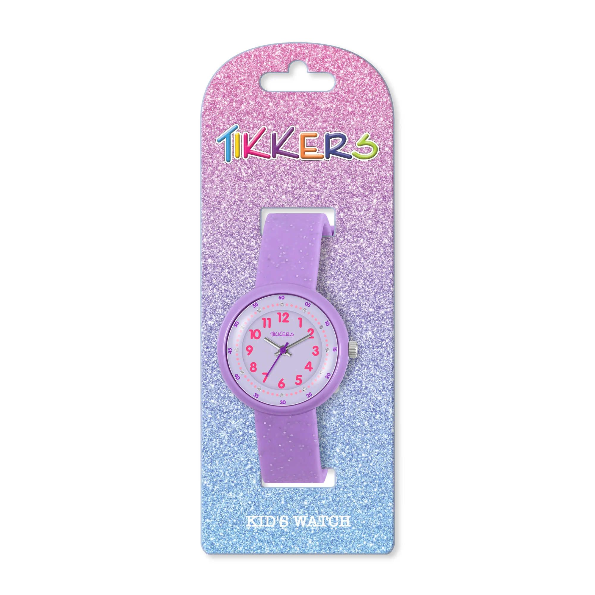 Tikkers Purple Glitter Silicone Strap Watch ATK1102 - Image 5