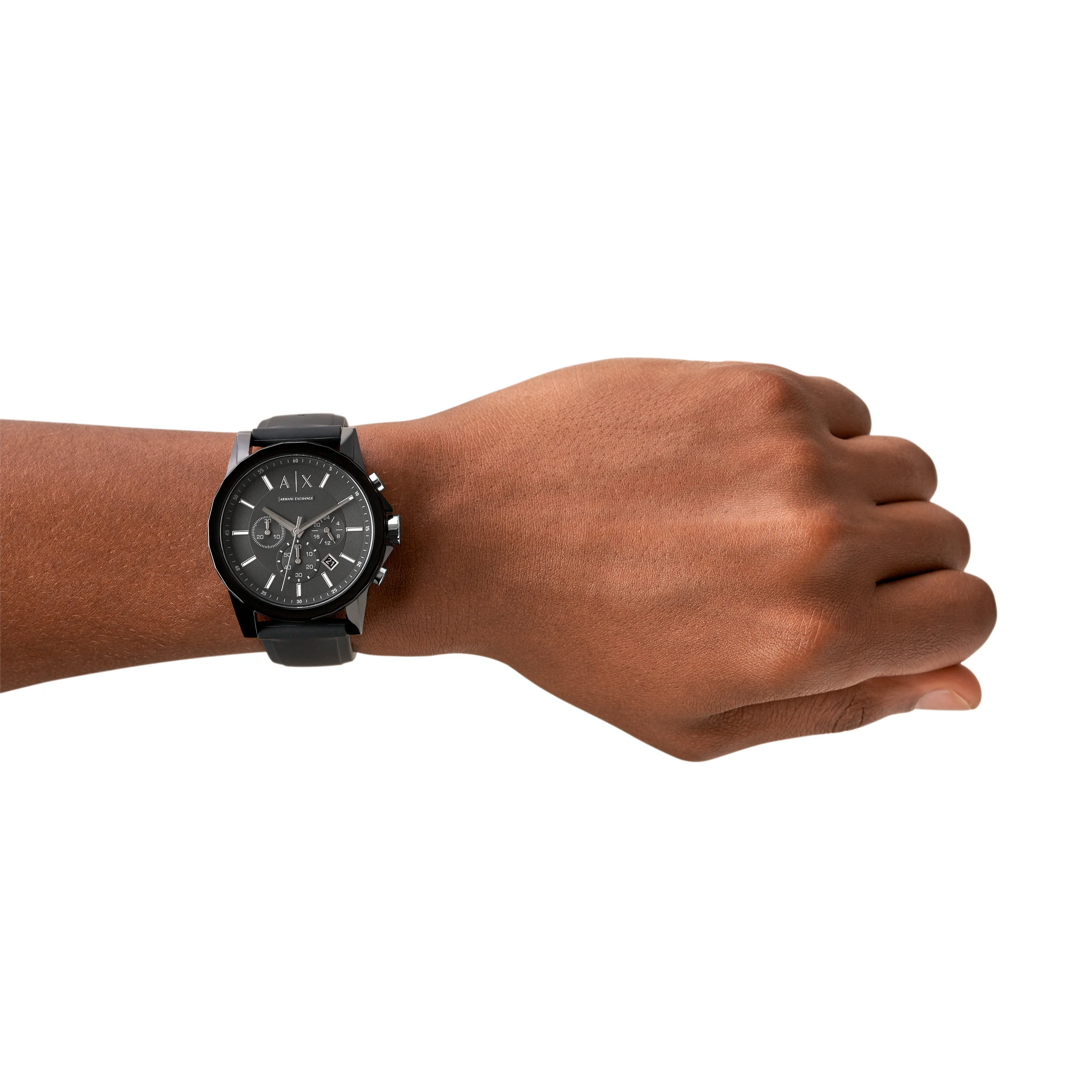 Armani Exchange Chronograph Black Silicone Watch AX1326 - Image 3