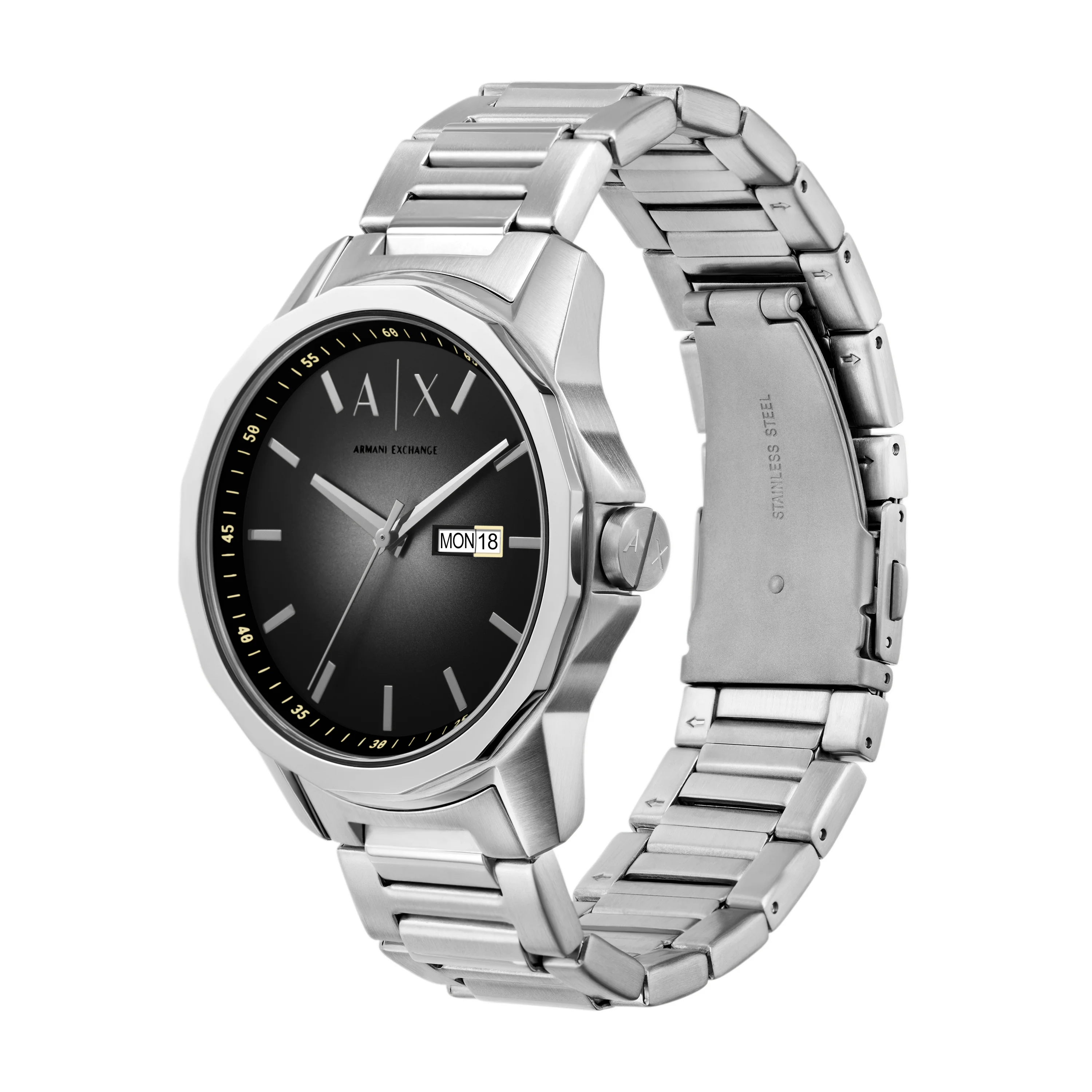 Armani Exchange Three-Hand Day-Date Stainless Steel Watch AX1764 - Image 4