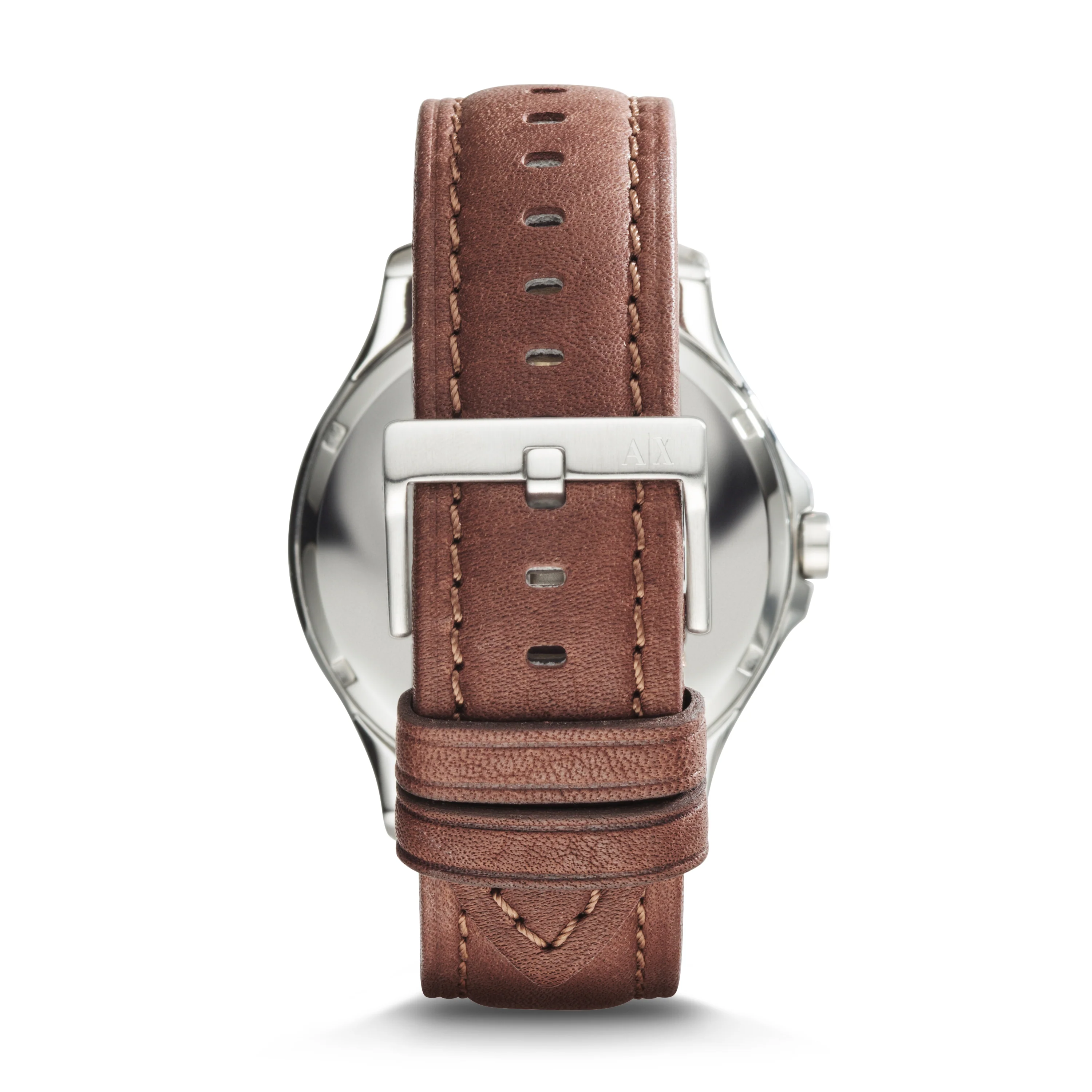 Armani Exchange Three-Hand Date Brown Leather Watch AX2133 - Image 3