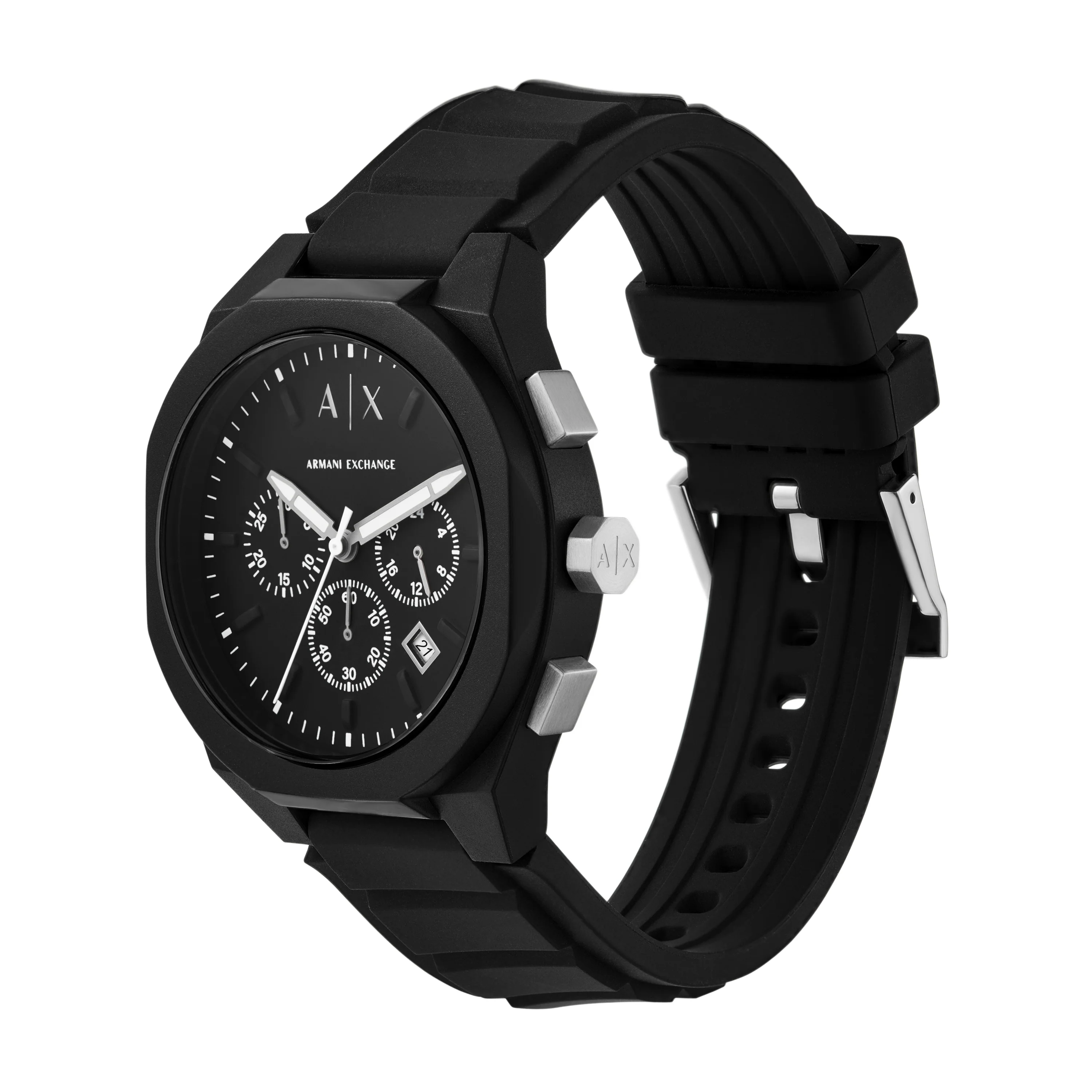 Armani Exchange Chronograph Black Silicone Watch AX4161 - Image 4