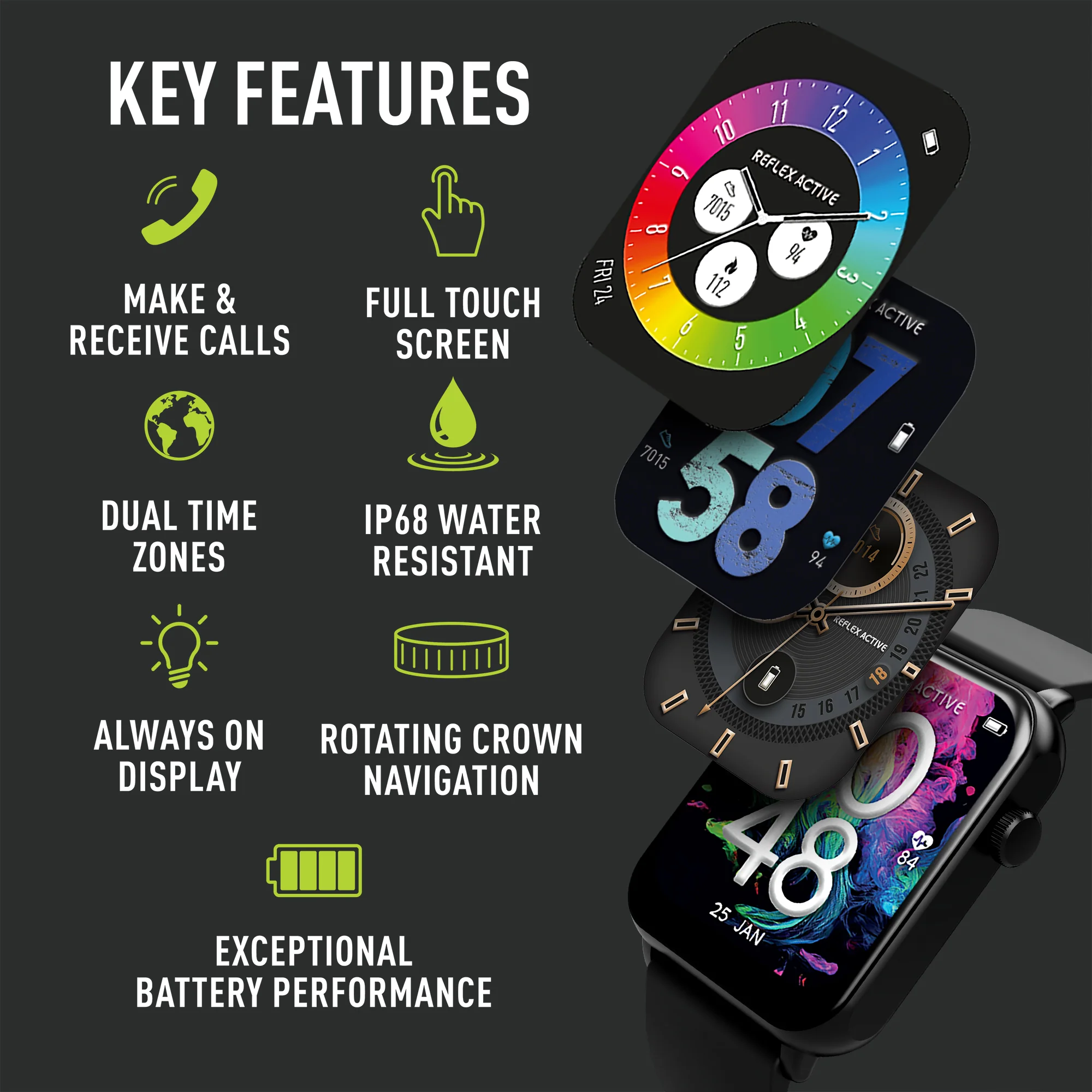 Reflex Active Series 30 Amoled Black Smart Watch RA30-2186 - Image 4