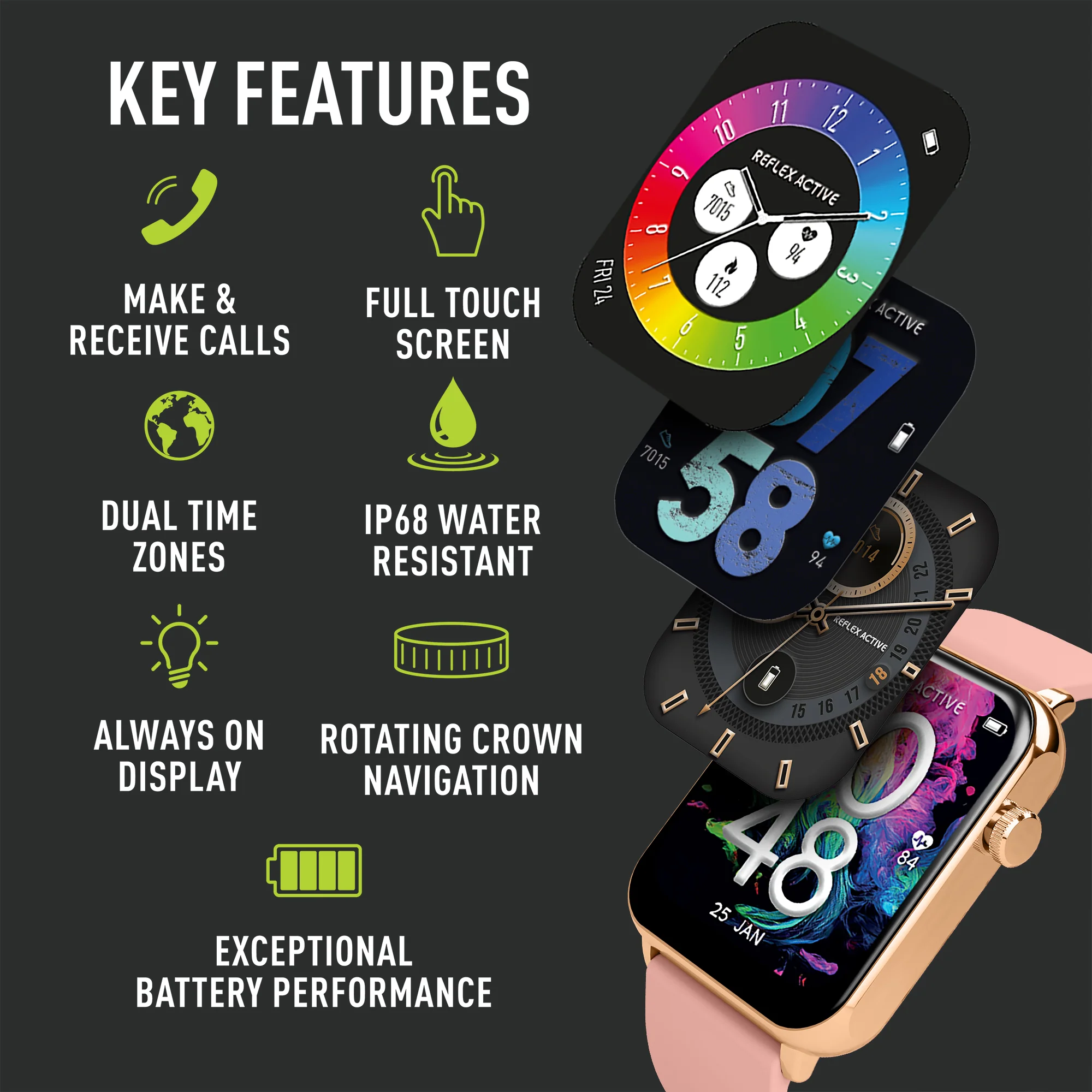Reflex Active Series 30 Amoled Nude Smart Watch RA30-2188 - Image 3