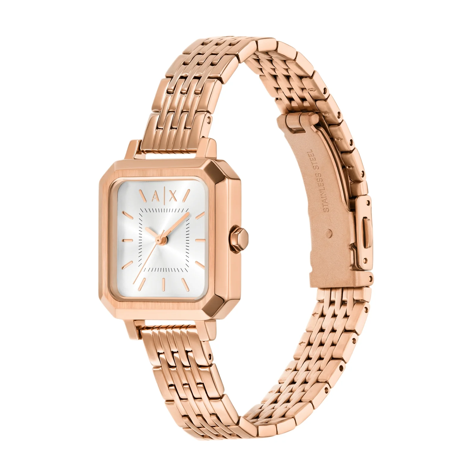Armani Exchange Three-Hand Rose Gold-Tone Stainless Steel Watch and Bracelet Set AX7164SET - Image 3