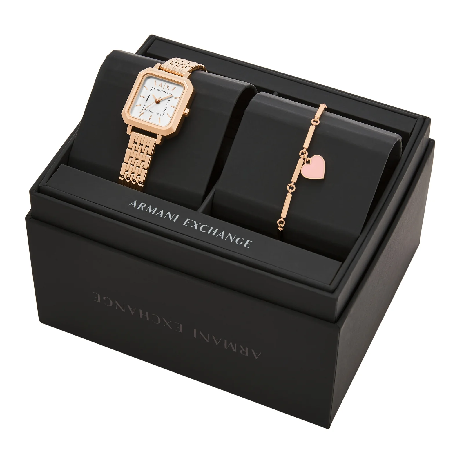 Armani Exchange Three-Hand Rose Gold-Tone Stainless Steel Watch and Bracelet Set AX7164SET - Image 6