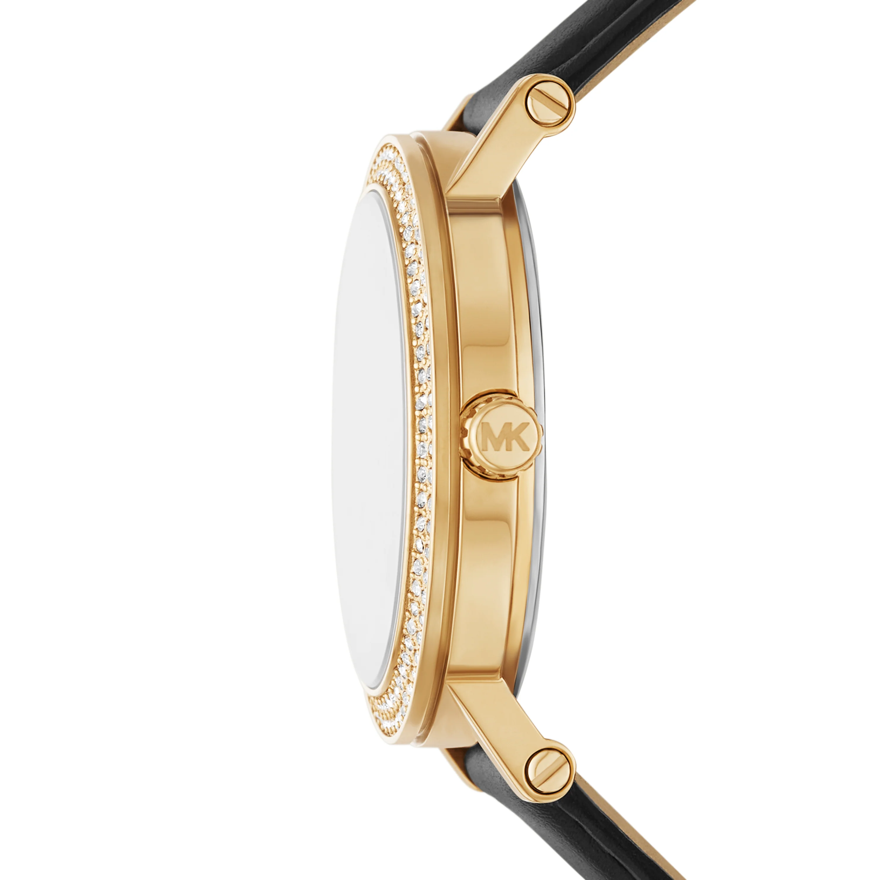 Michael Kors Corey Gold Tone and Black Leather Watch MK4896 - Image 4