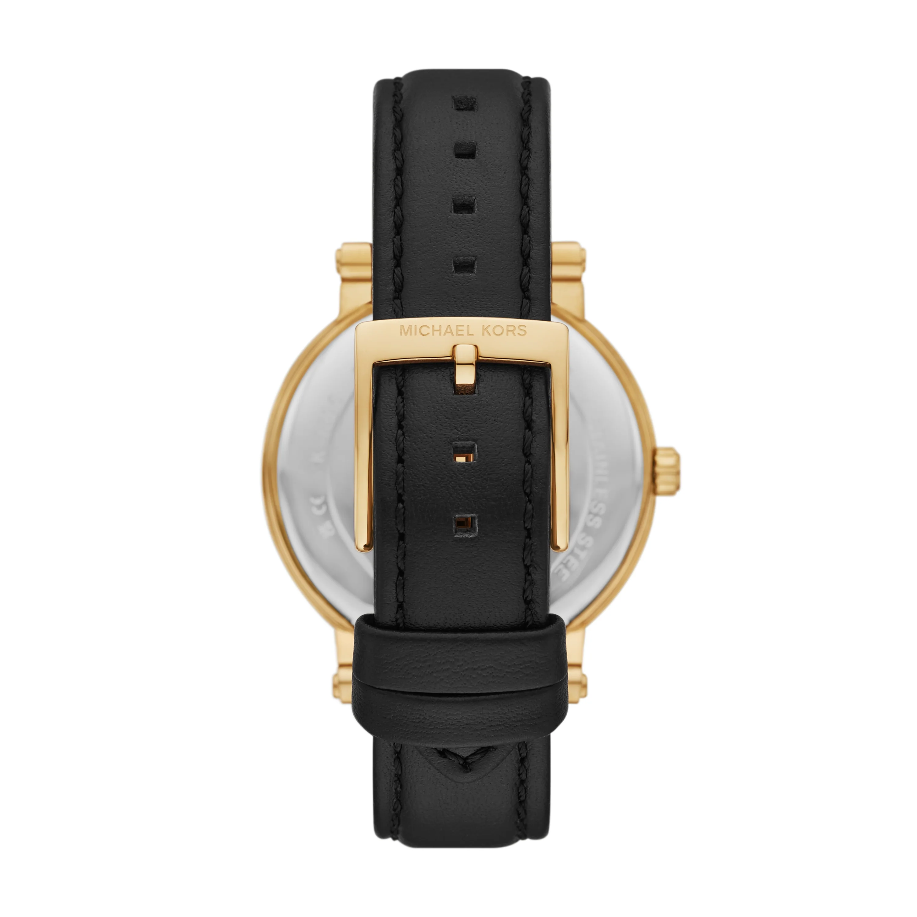 Michael Kors Corey Gold Tone and Black Leather Watch MK4896 - Image 5