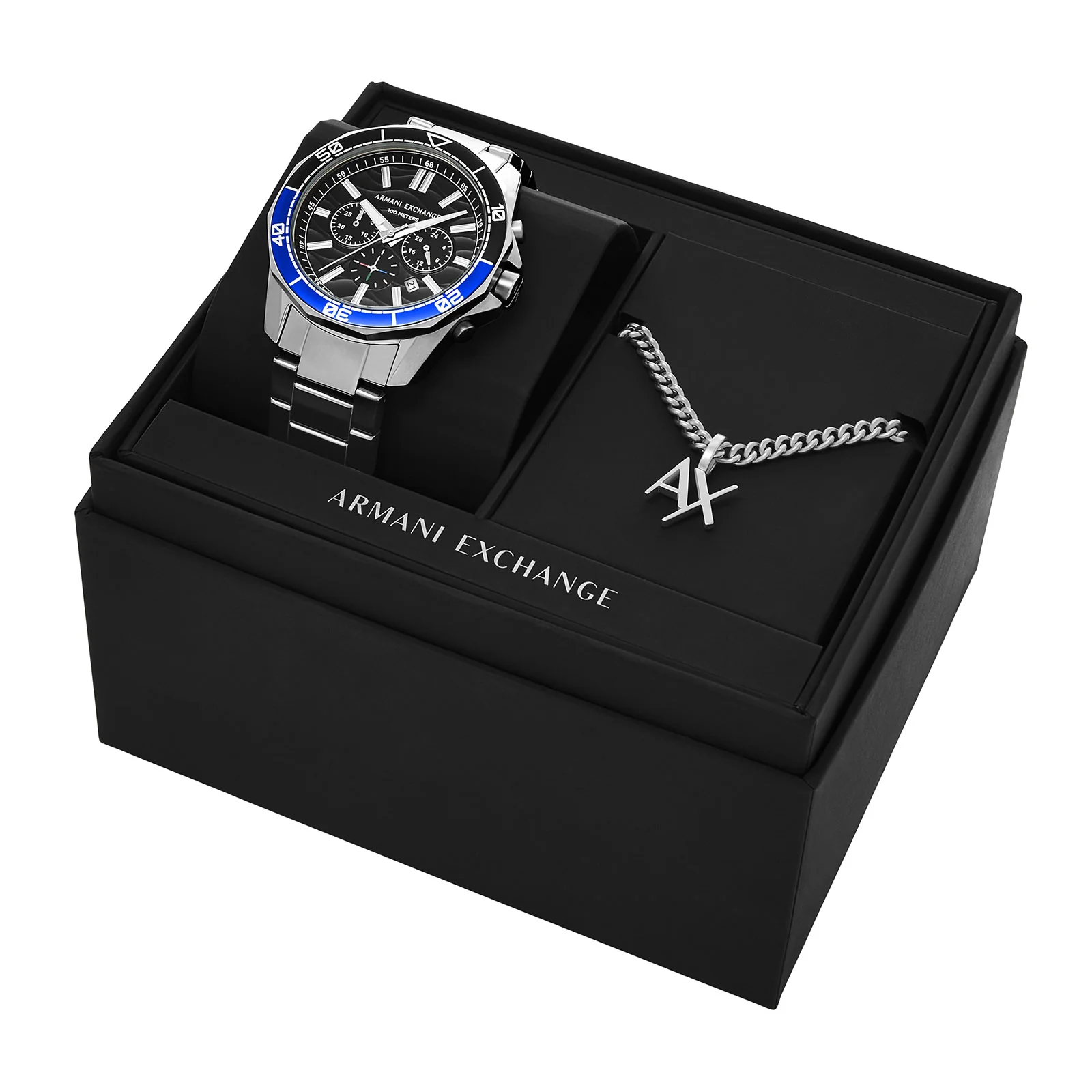 Armani Exchange Spencer Chronograph Watch and Pendant Box Set AX7166SET - Image 3