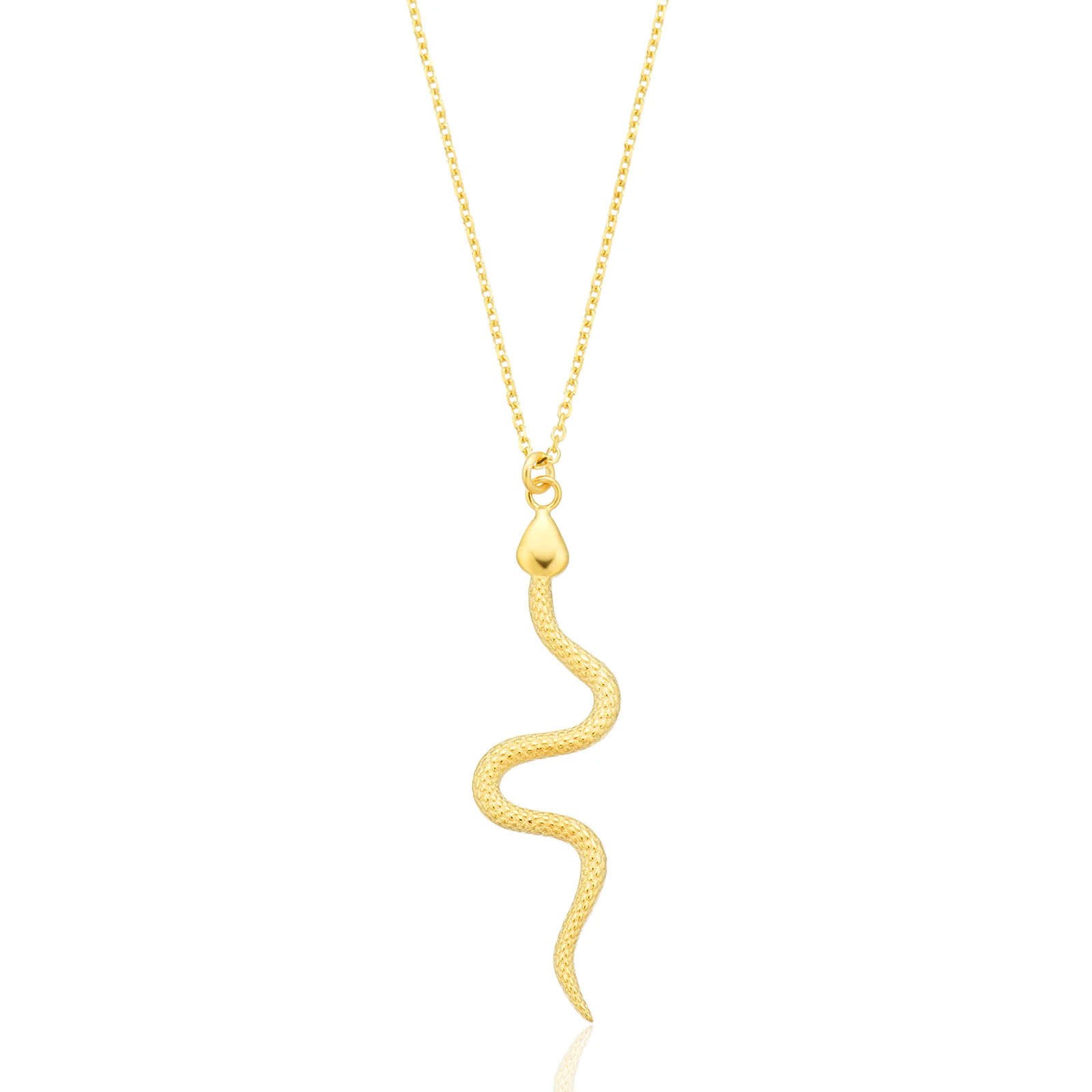 9ct Yellow Gold 45cm Snake Necklace Pendant