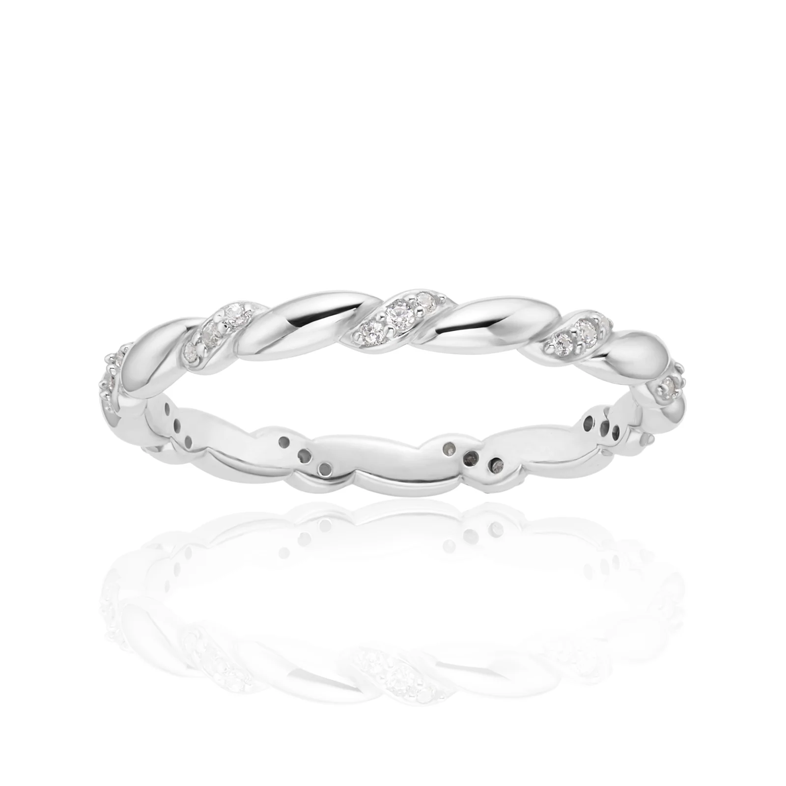 Sterling Silver Twist Cubic Zirconia Ring