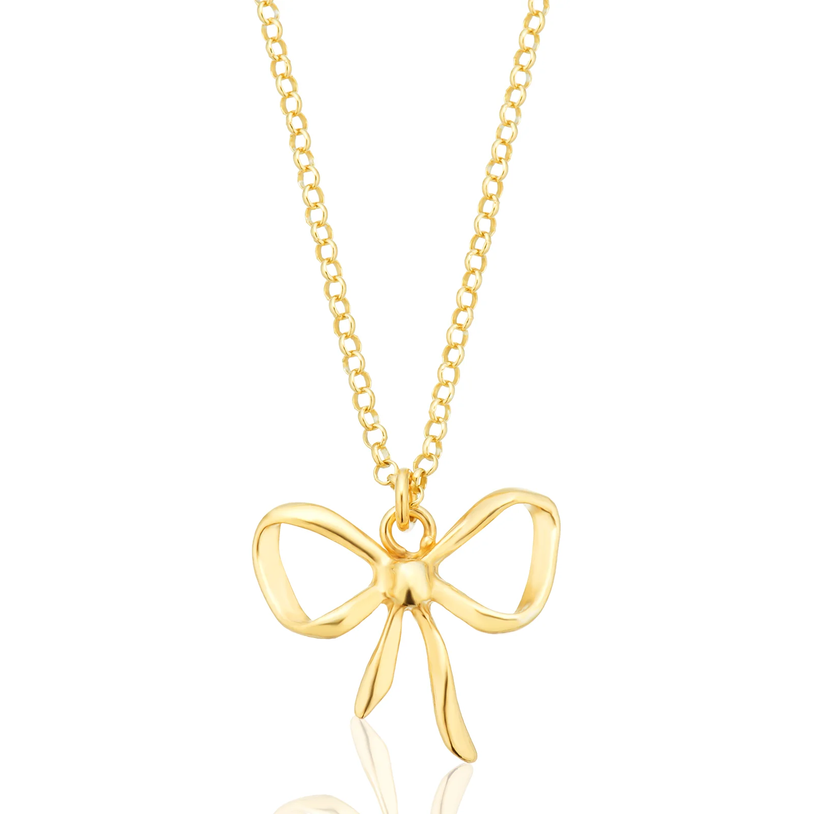 Sterling Silver Yellow Gold Plated 42-47cm Bow Necklace