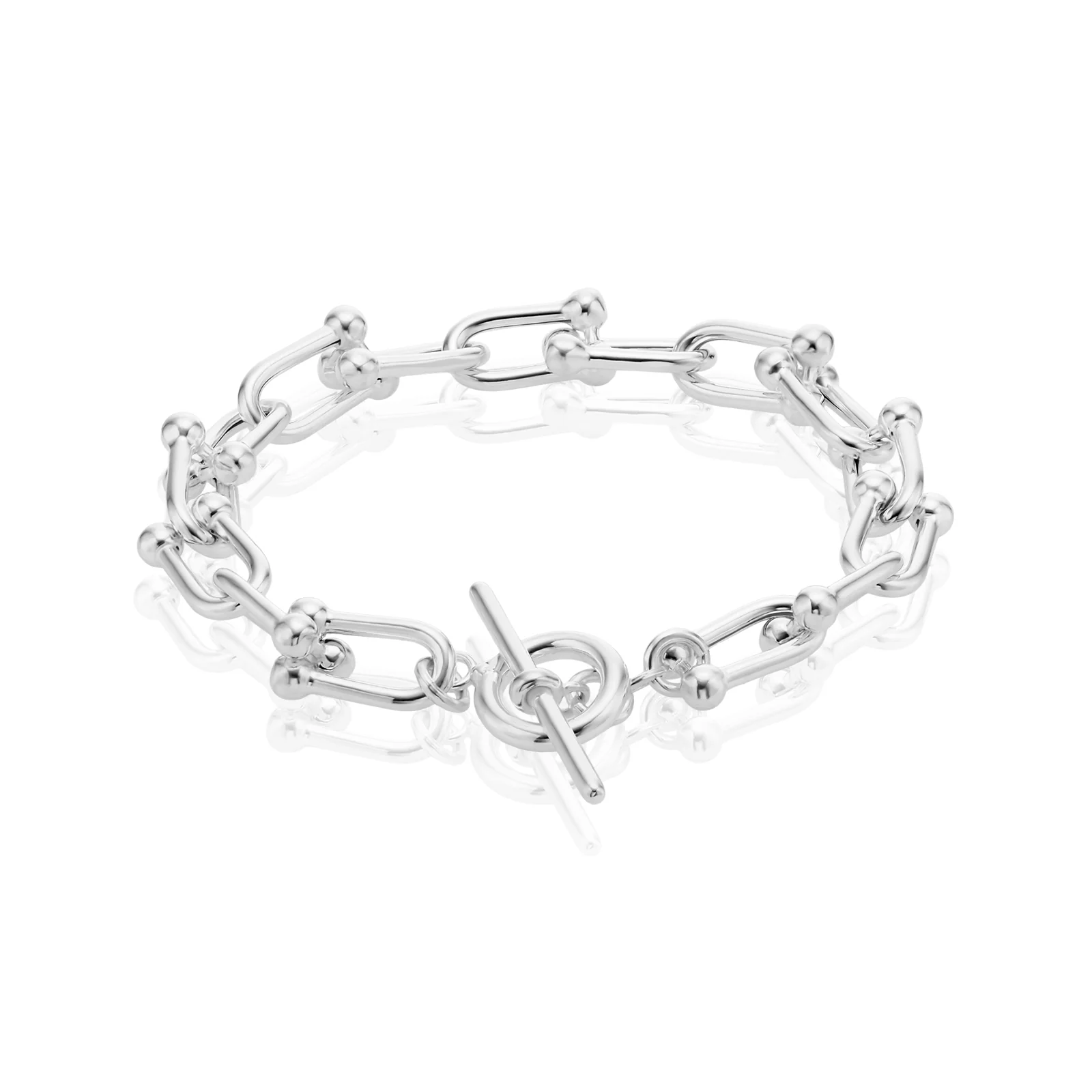 Sterling Silver 19cm Fancy Link T-Bar Bracelet