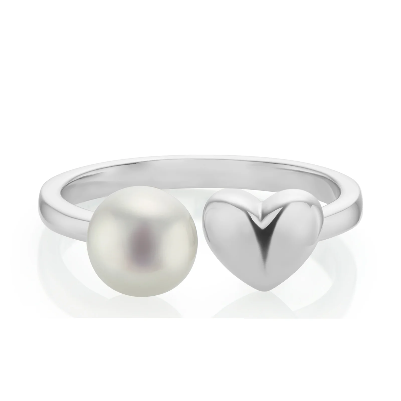 Sterling Silver 6-7mm Freshwater Pearl Heart Ring