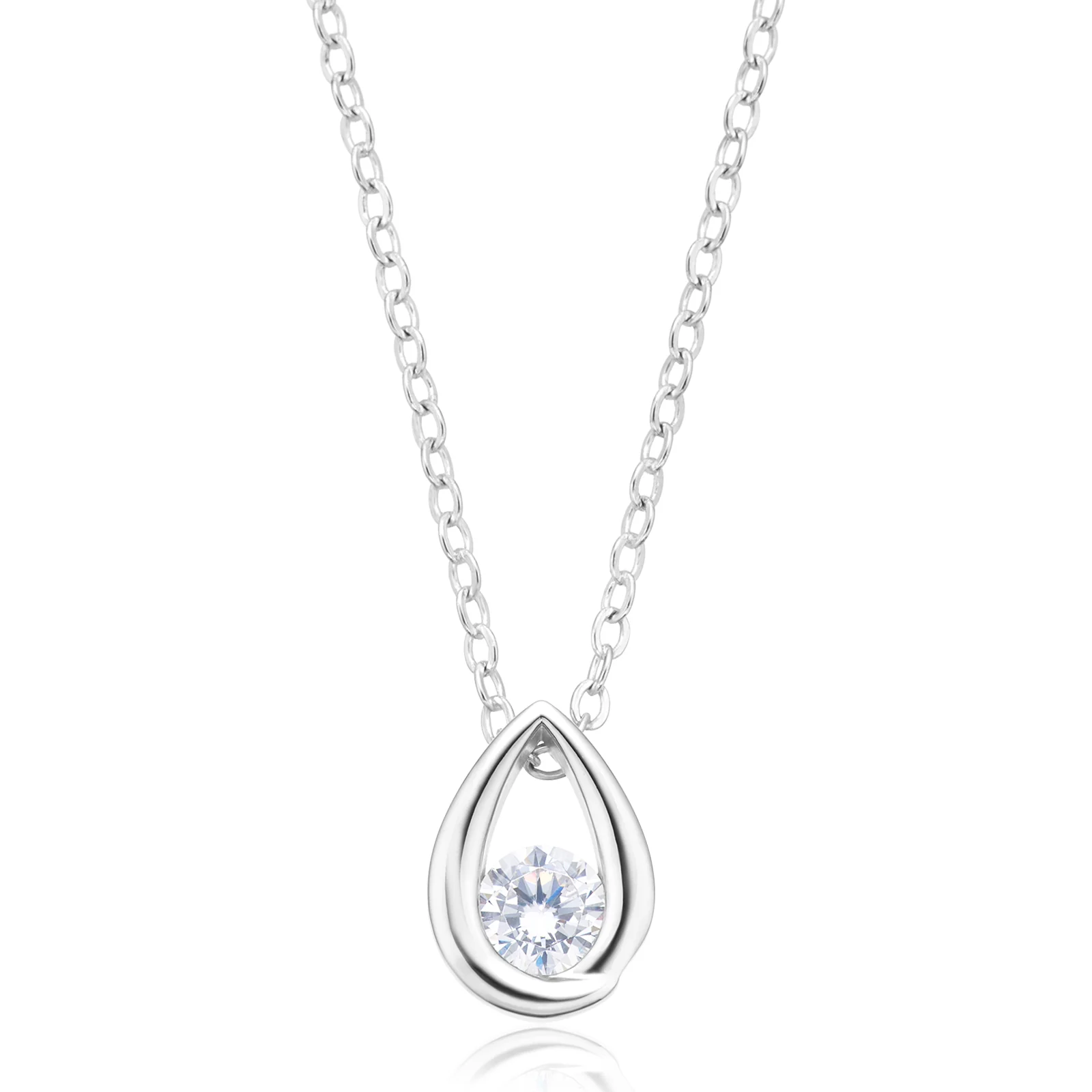 Sterling Silver Round Cubic Zirconia Pendant