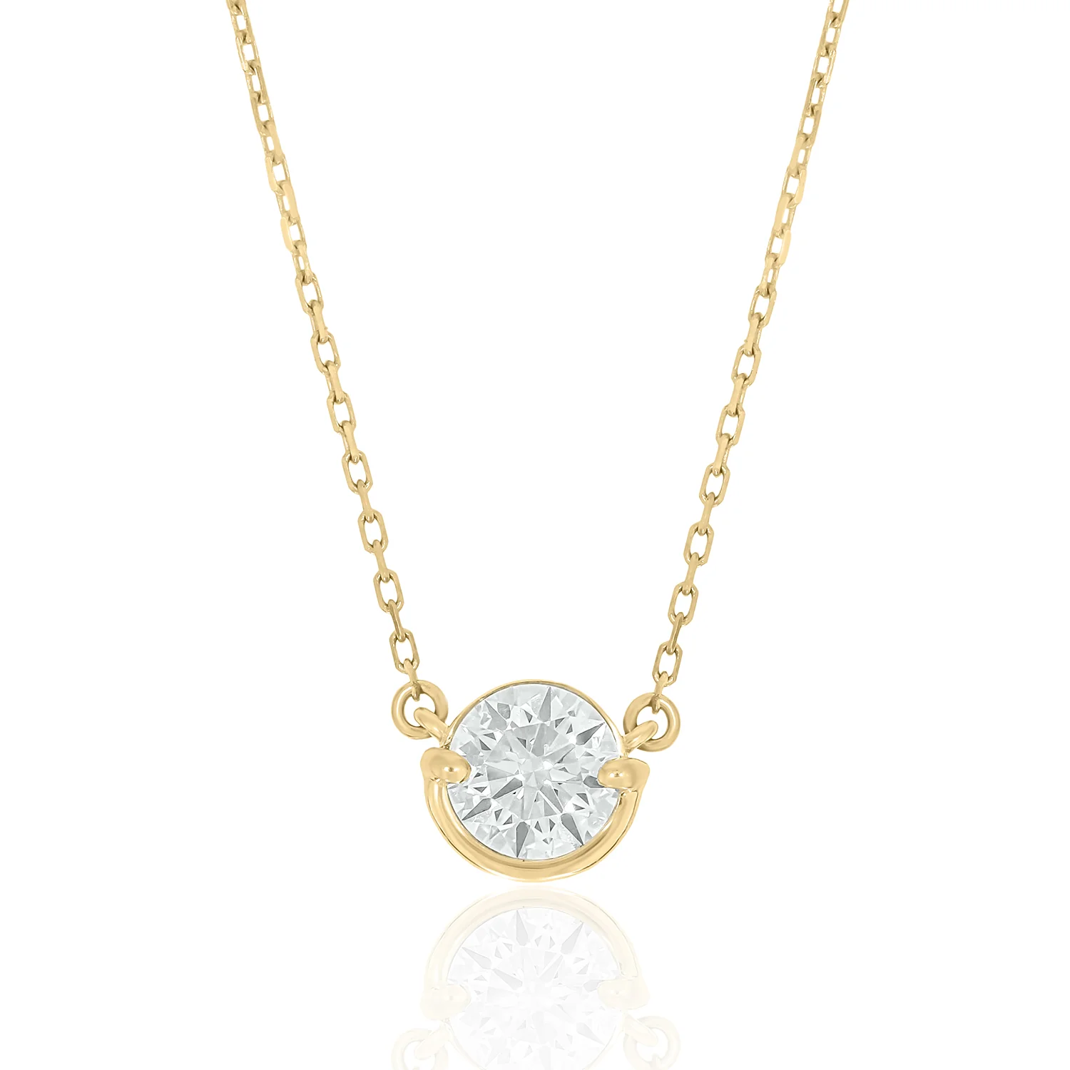 Celebration 9ct Yellow Gold Round Cut 0.50 Carat tw of Lab Grown Diamond Chain Pendant Necklace