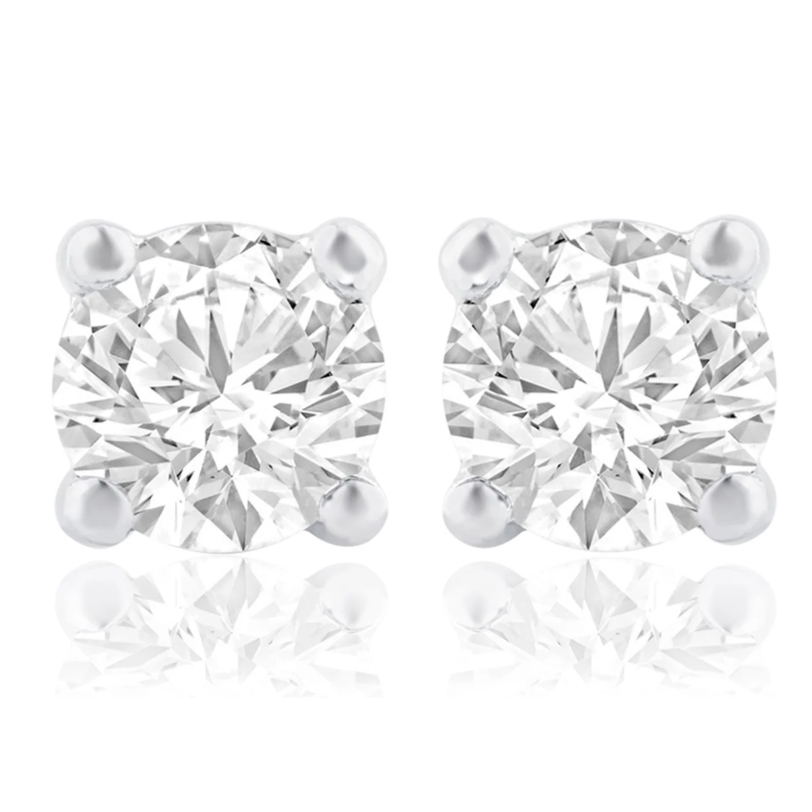 Celebration Sterling Silver Round Cut 0.25 Carat tw Lab Grown Diamond Stud Earrings