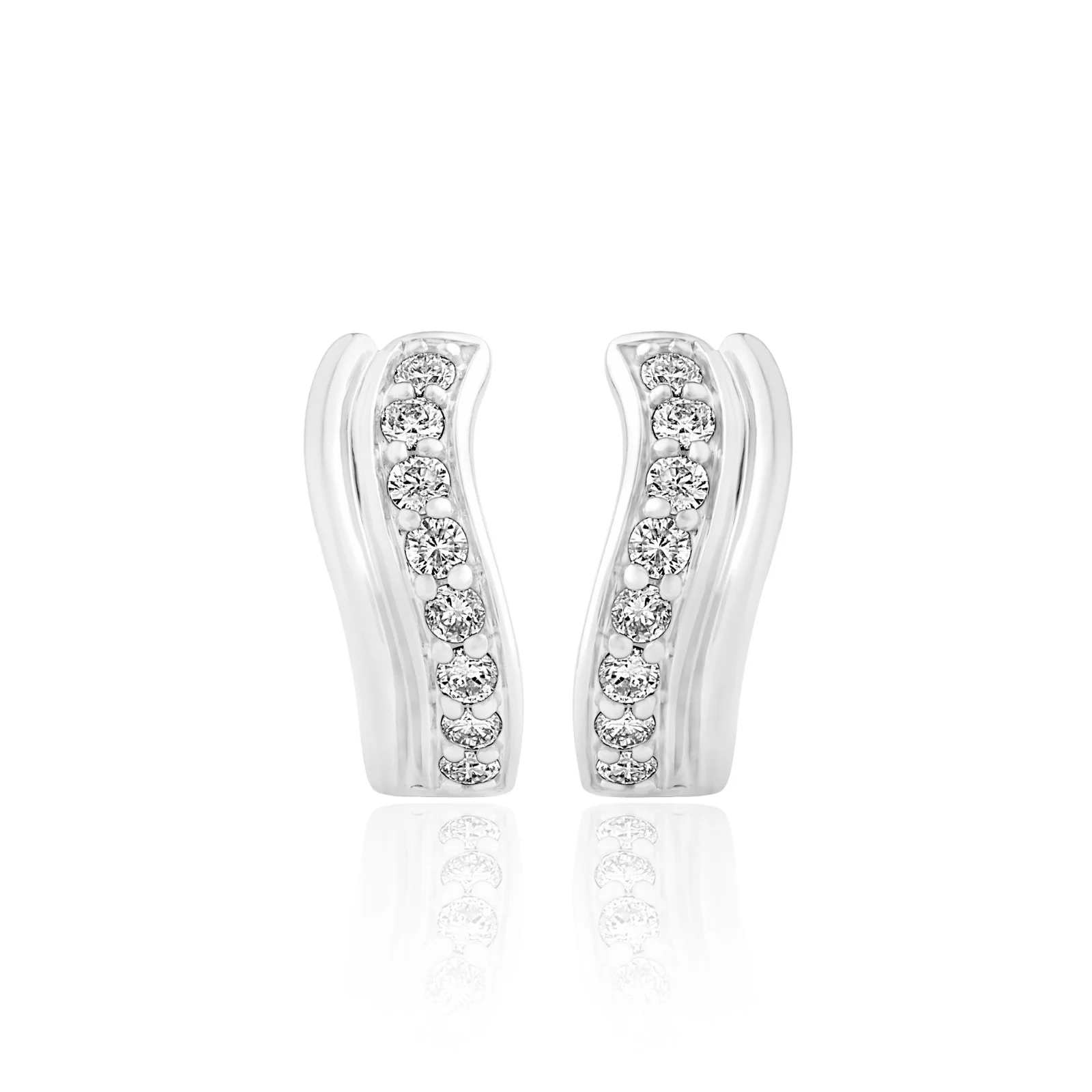Celebration Sterling Silver Round Cut 0.25 Carat tw of Lab Grown Diamond Huggie Earrings