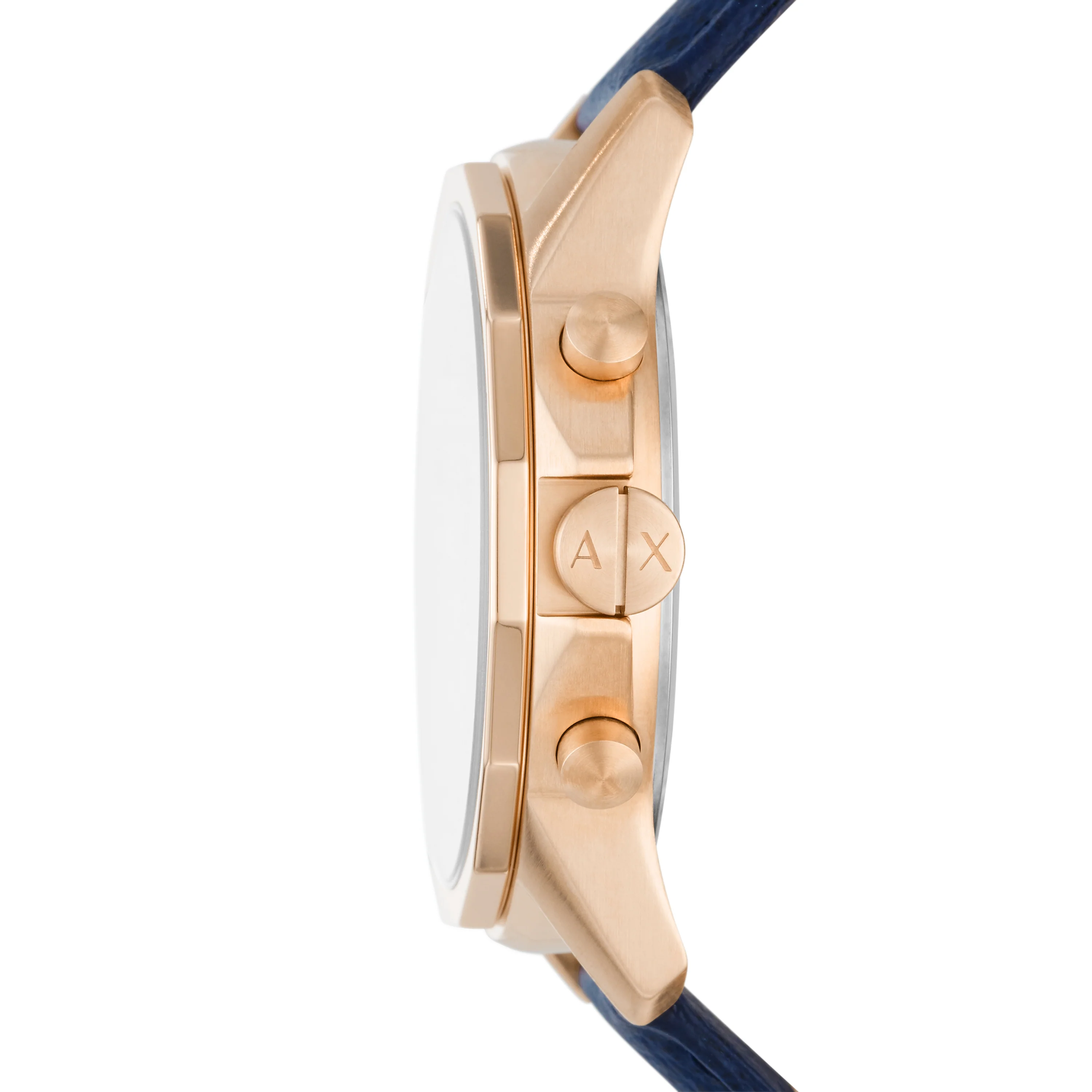 Armani Exchange Blue Leather Gold Watch AX1723 - Image 2