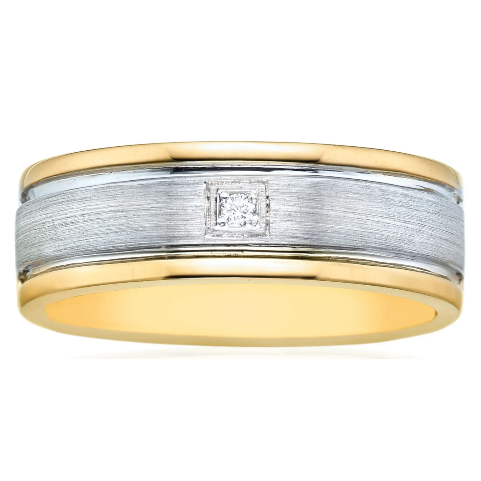 9ct Yellow and White Gold Pattern Mens Ring