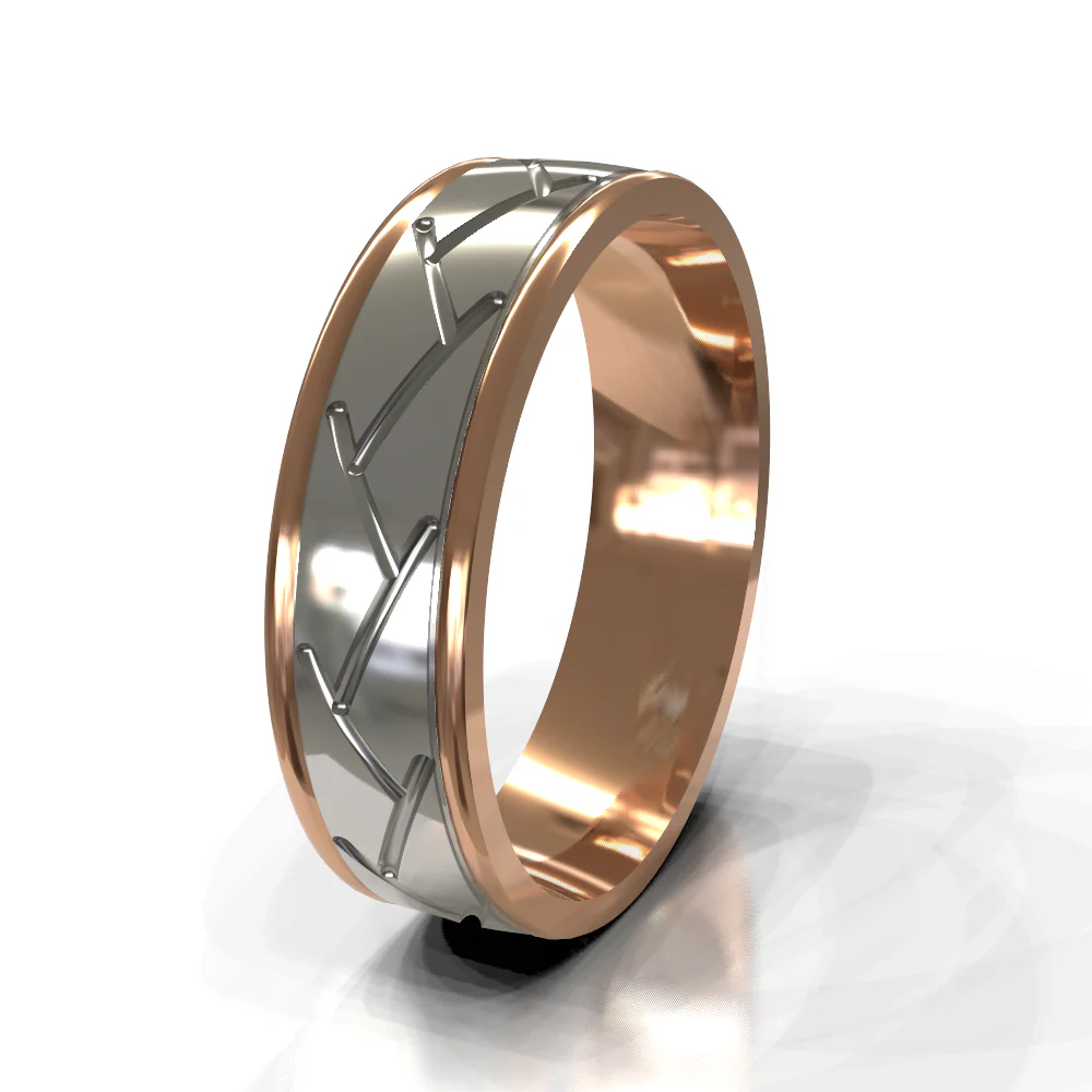 9ct Rose Gold 10.5mm Multi-Tone Band