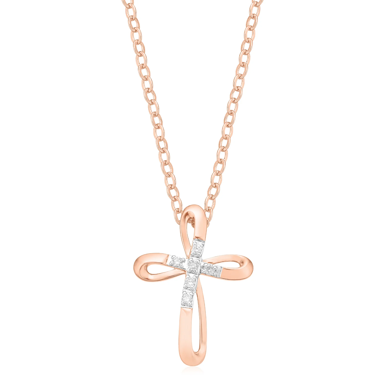 9ct Rose Gold Set Pendant with Round Brilliant Cut Diamond