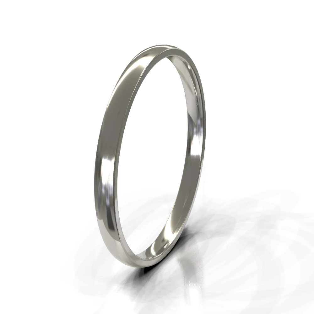 9ct White Gold 2.0mm Plain Band