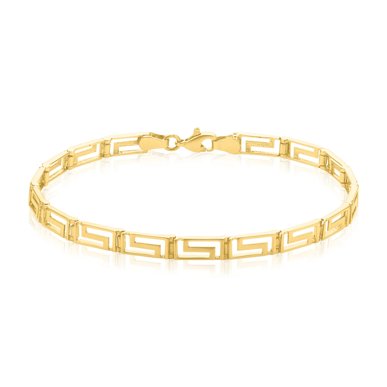 9ct Yellow Gold 19CM Greek Key Link Bracelet