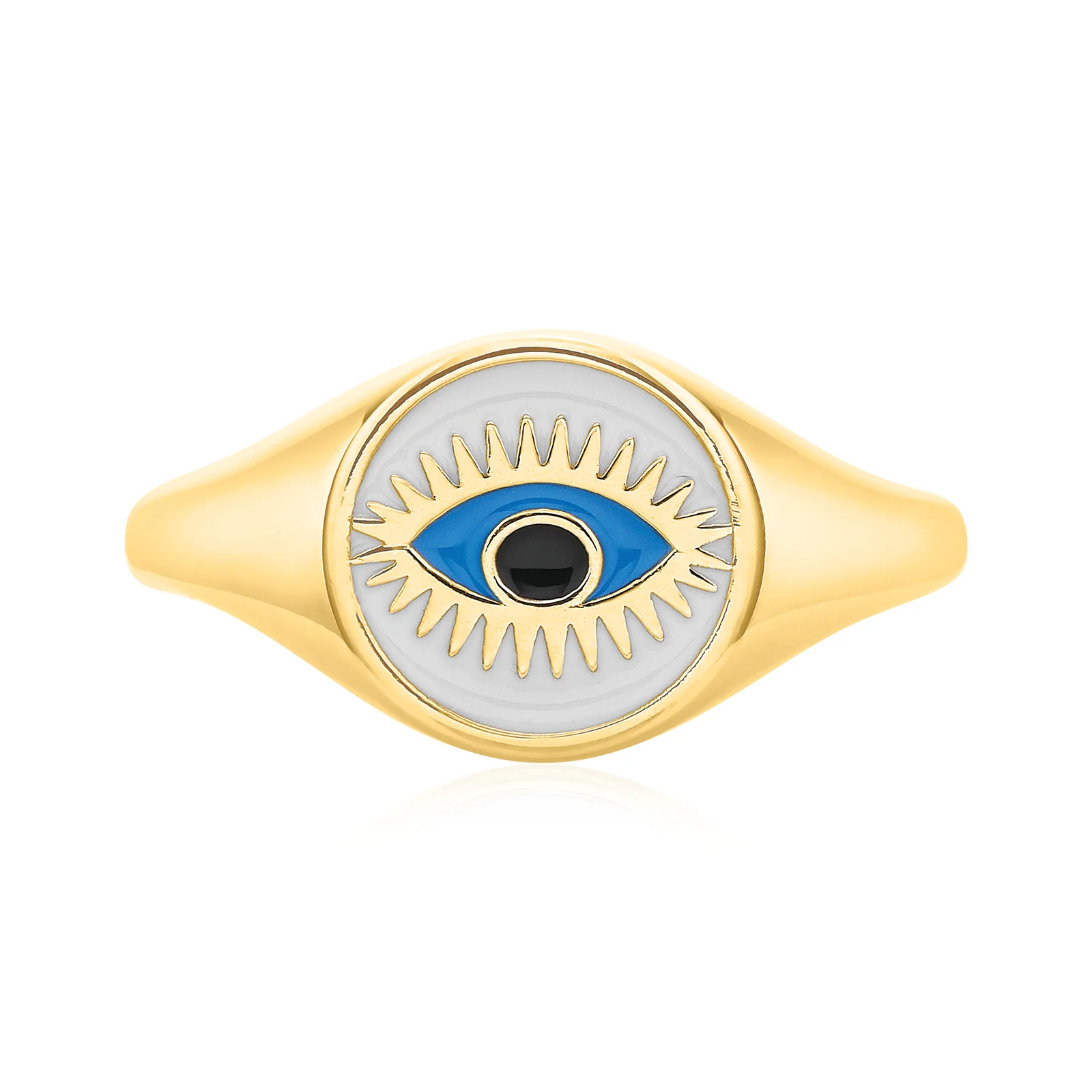 9ct Yellow Gold Enamel Evil Eye Ring