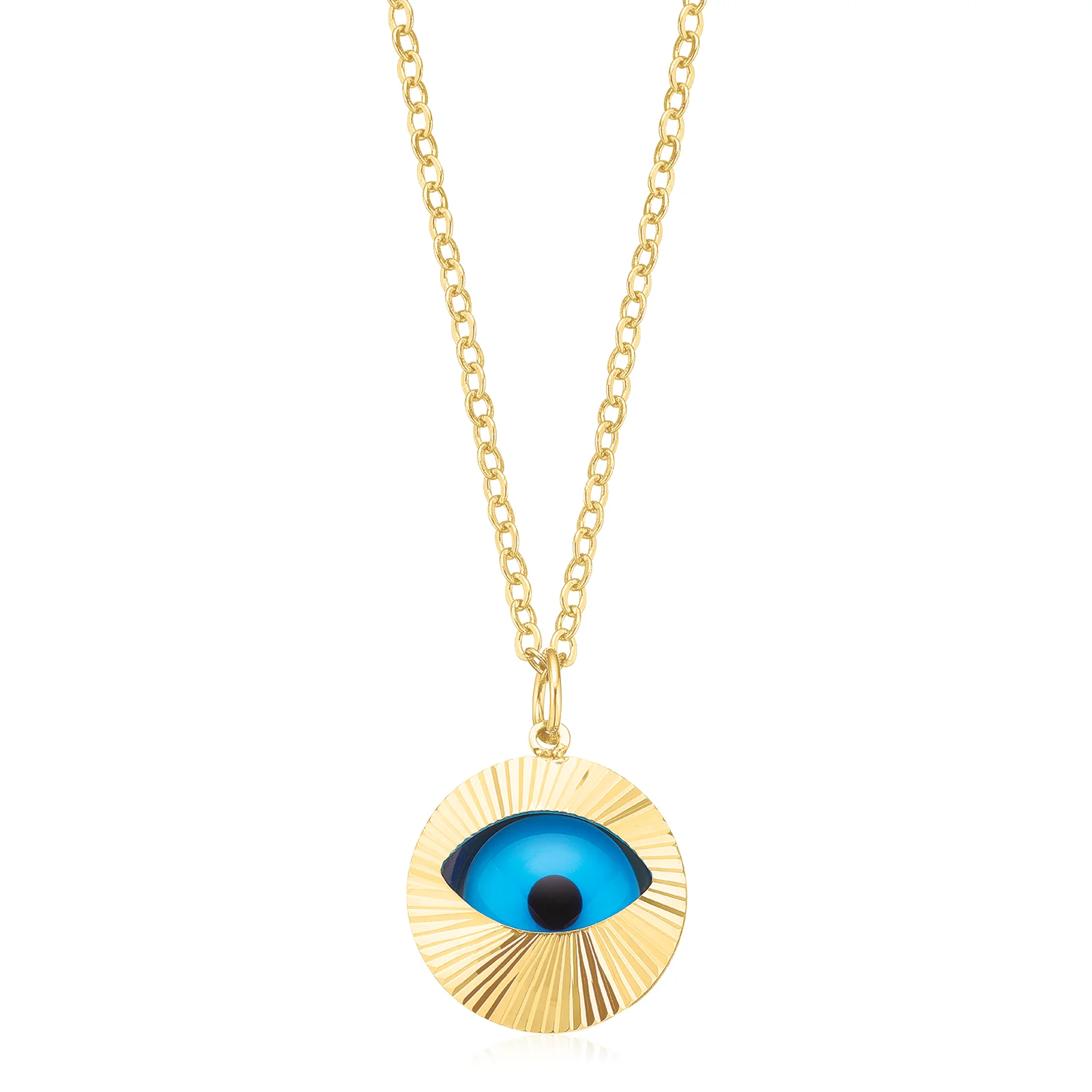 9ct Yellow Gold Glass Evil Eye Pendant