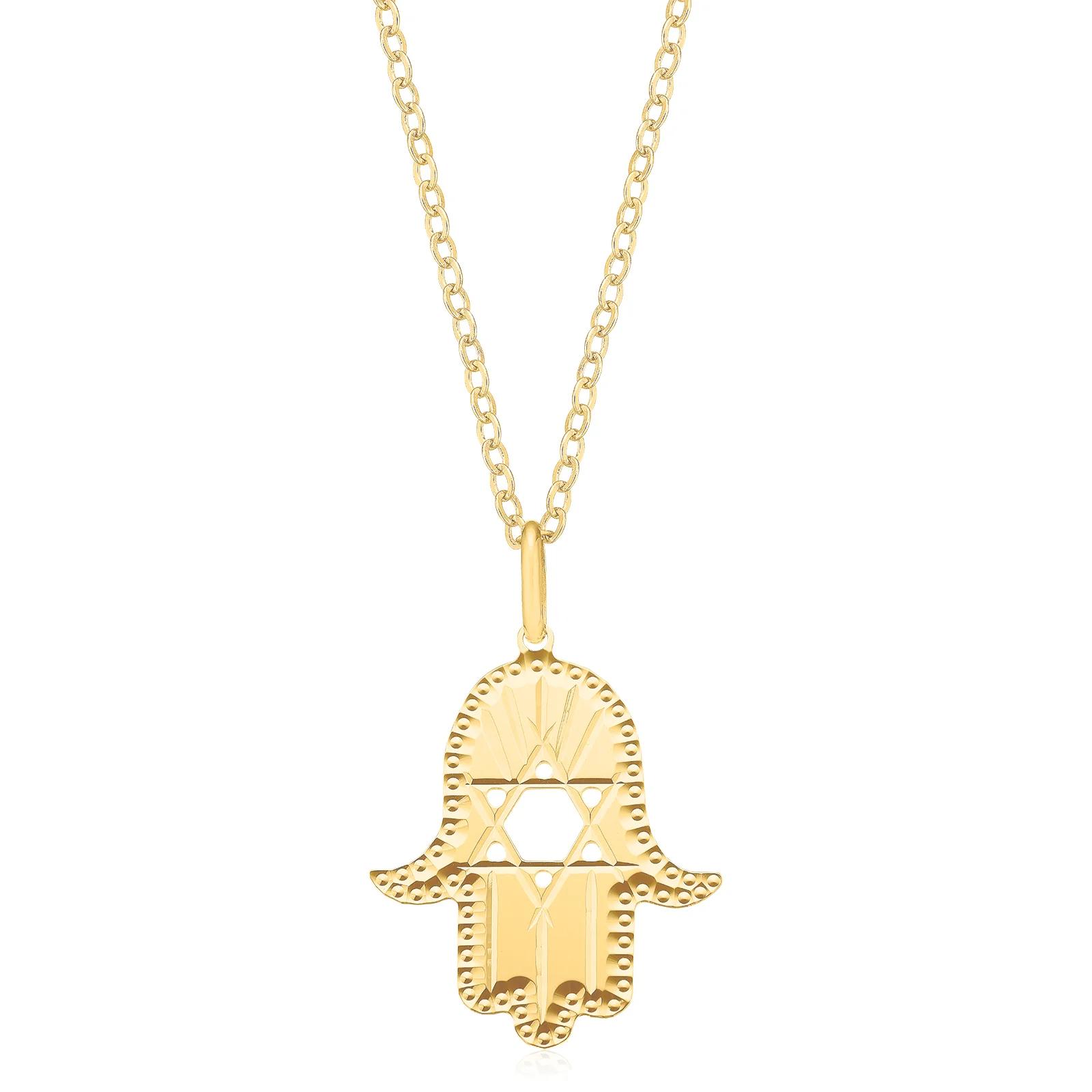 9ct Yellow Gold Hand of Fatima Pendant