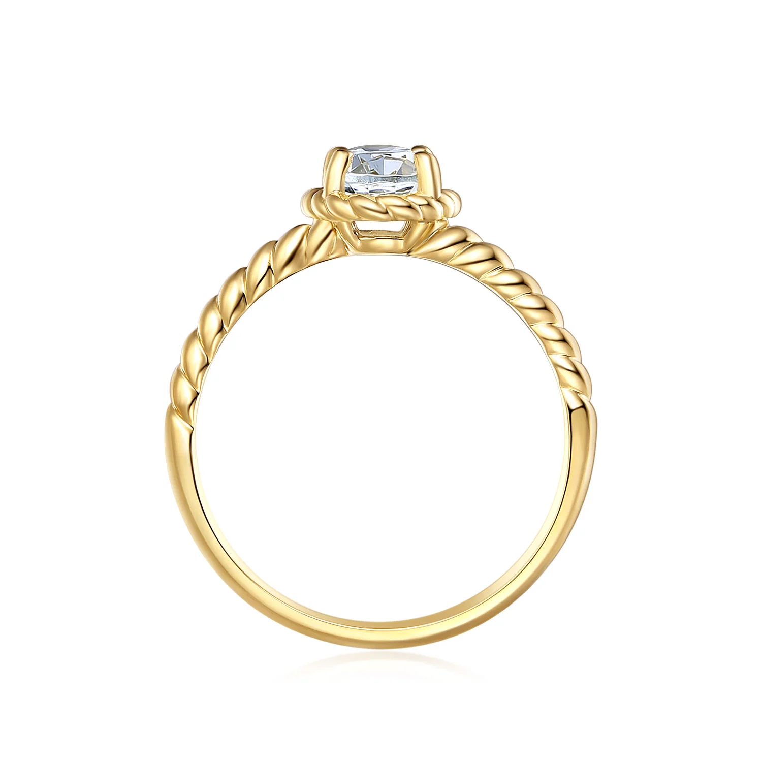 9ct Yellow Gold Oval 7x5mm Aquamarine March Ring - Image 2