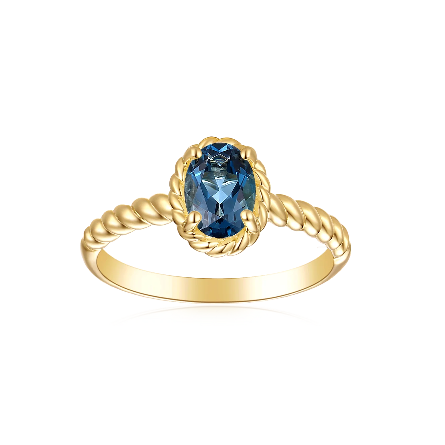 9ct Yellow Gold Oval Cut 7x5mm Black Topaz December Ring