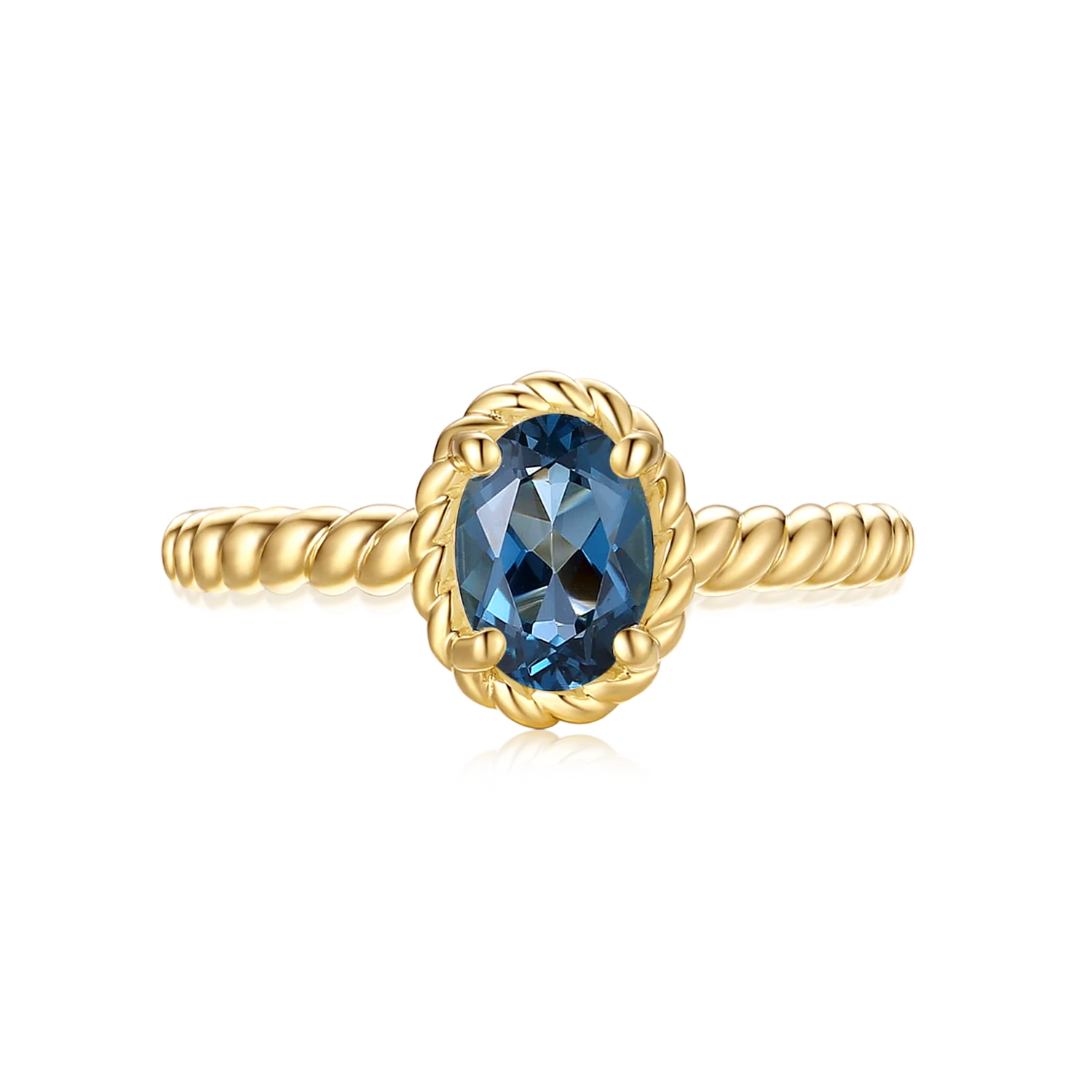 9ct Yellow Gold Oval Cut 7x5mm Black Topaz December Ring - Image 2