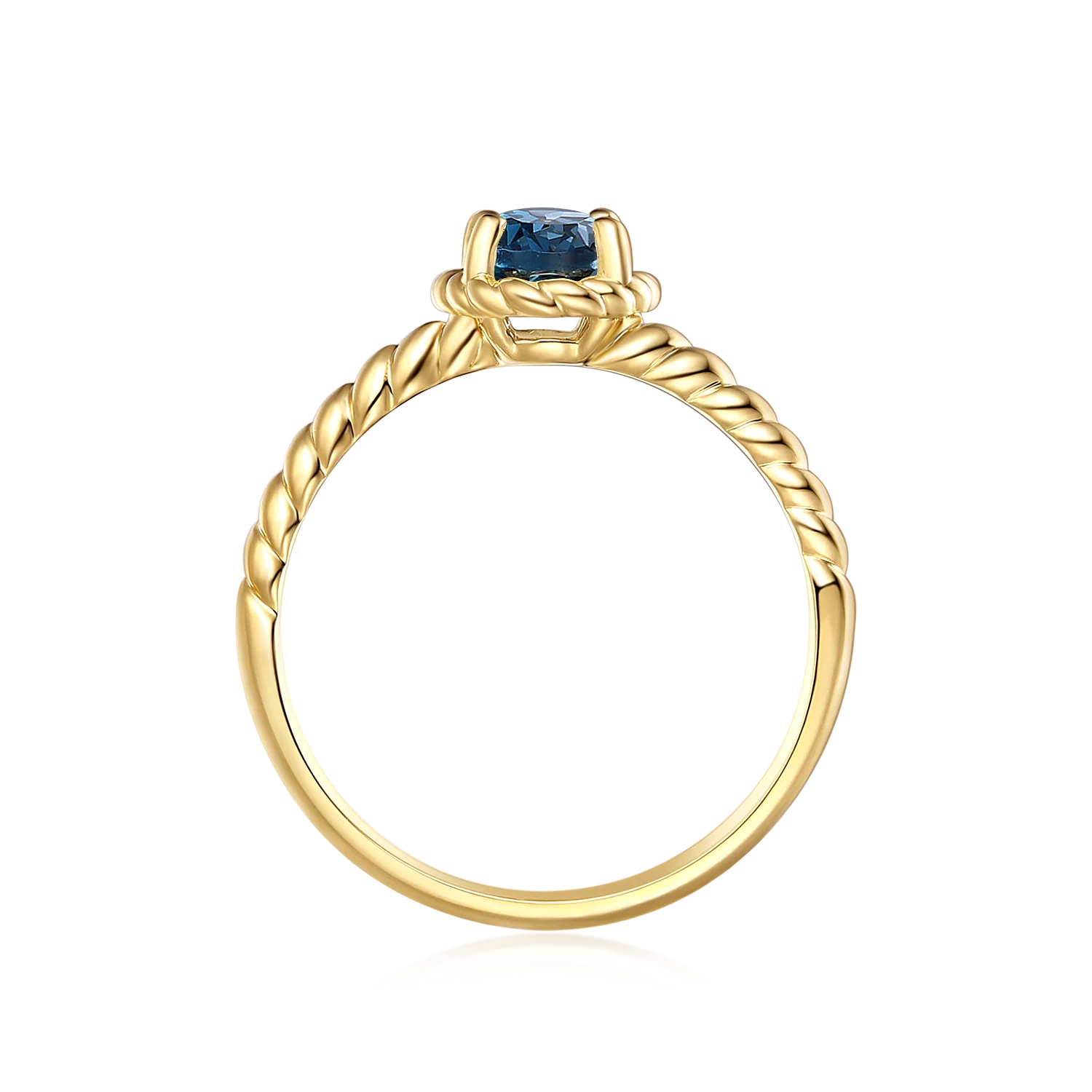 9ct Yellow Gold Oval Cut 7x5mm Black Topaz December Ring - Image 3