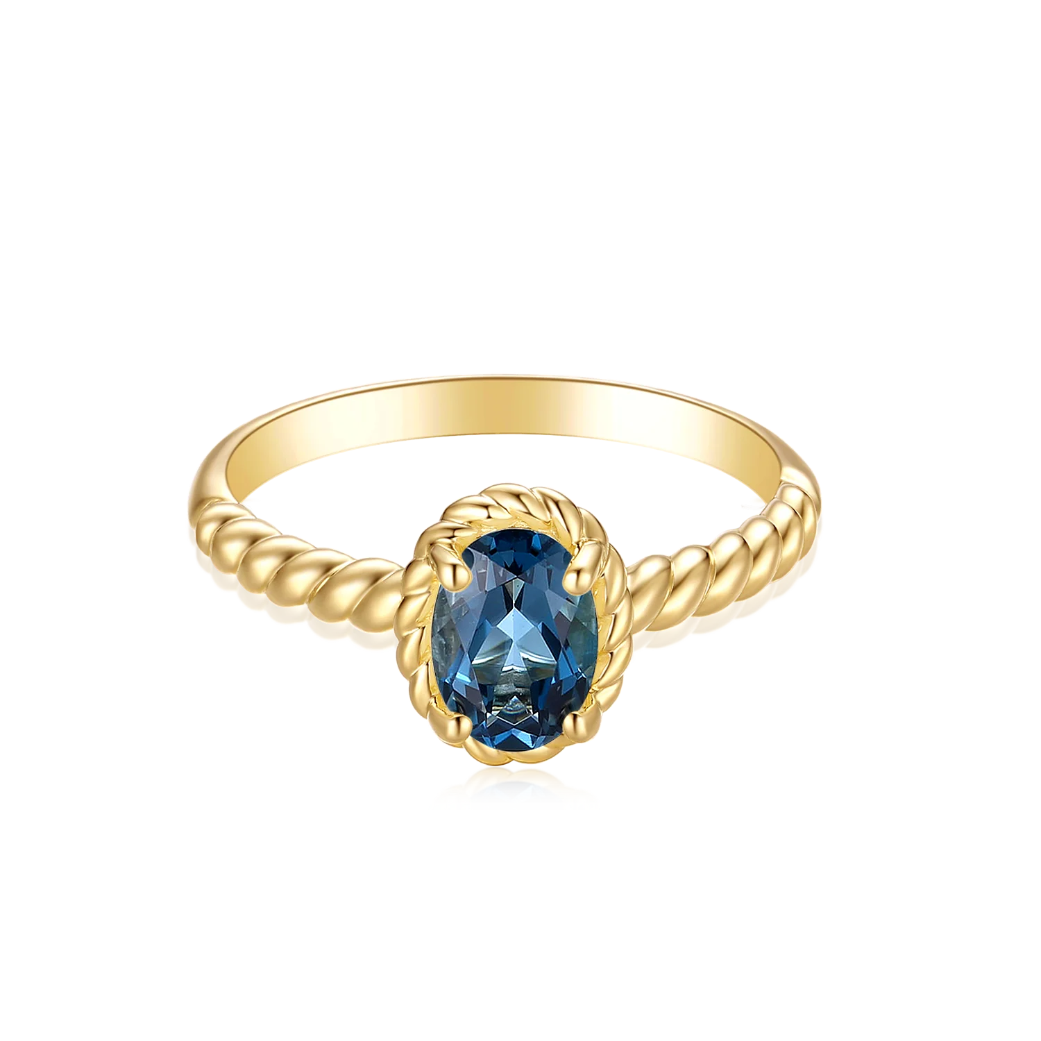 9ct Yellow Gold Oval Cut 7x5mm Black Topaz December Ring - Image 4
