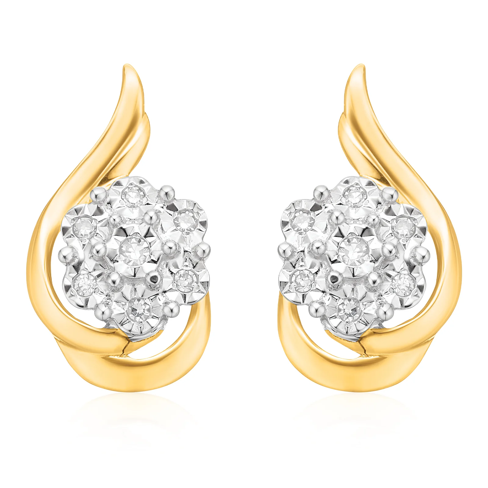9ct Yellow Gold Round Brilliant Cut 0.05 CARAT tw of Diamonds Stud Earrings