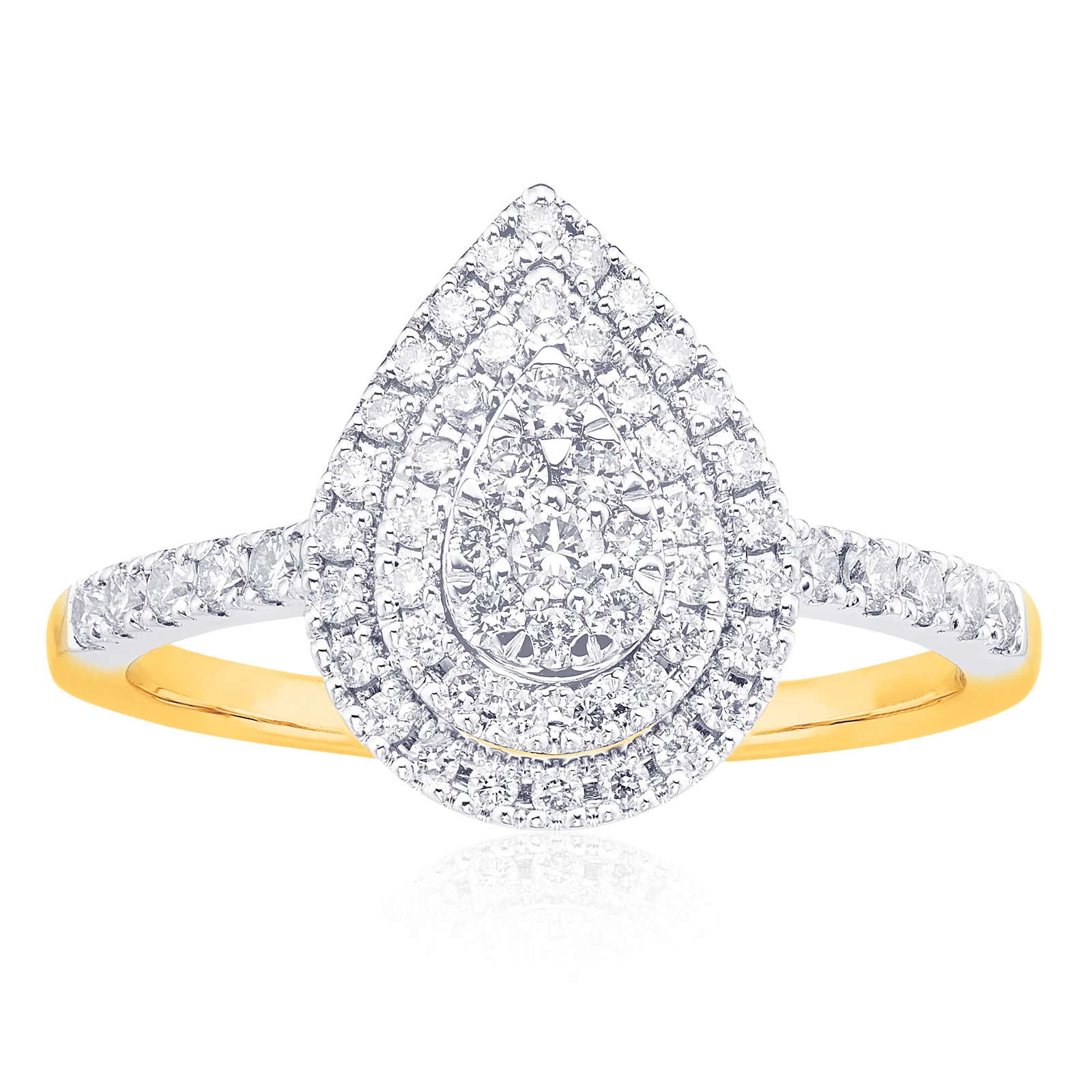 9ct Yellow Gold Round Brilliant Cut 1/2 CARAT tw of Diamonds Ring