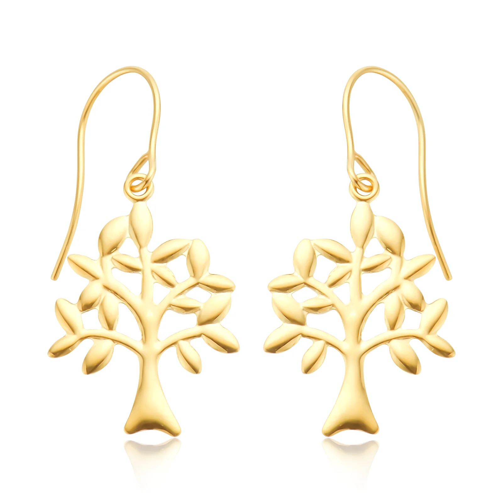 9ct Yellow Gold Tree Drop Earrings
