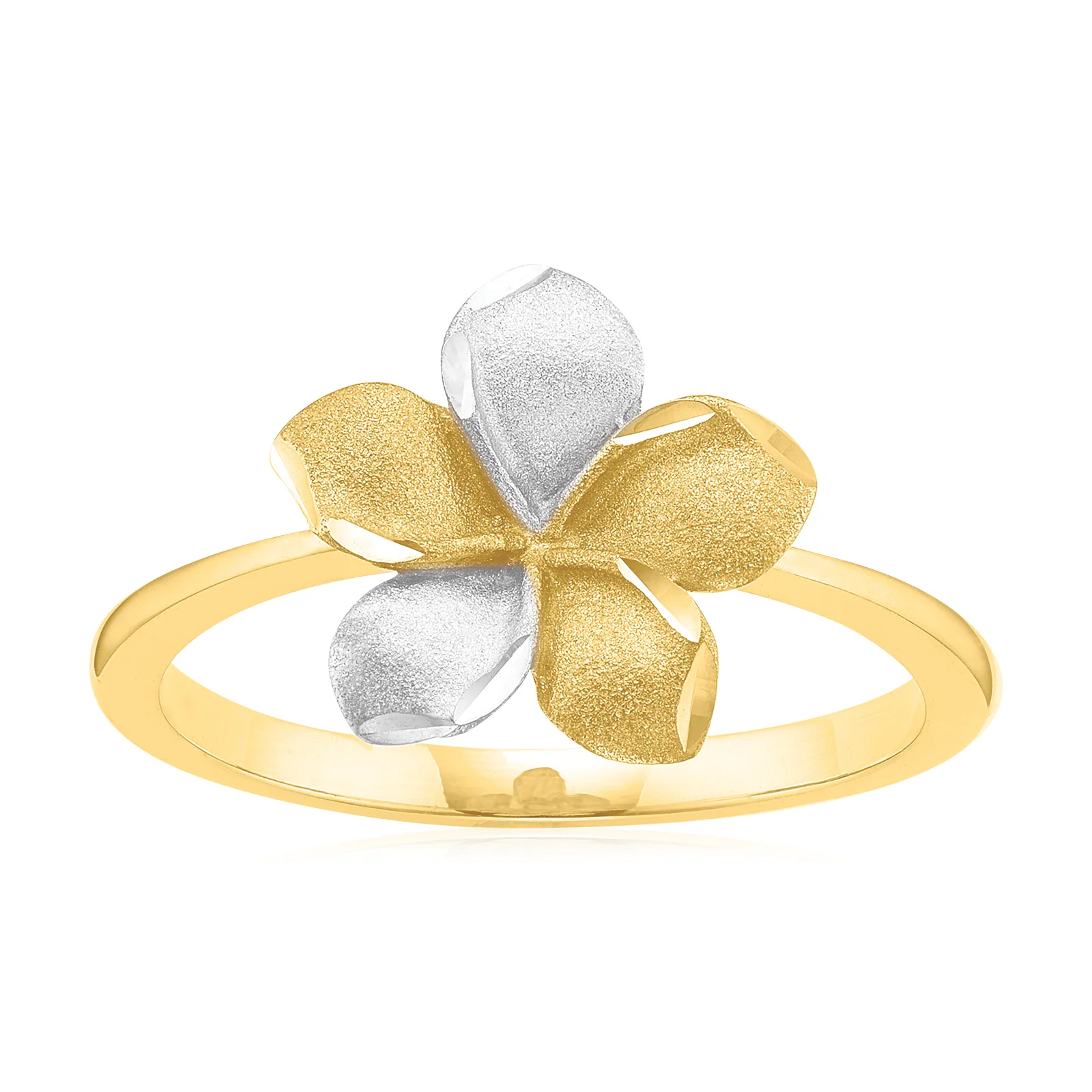 9ct Yellow Gold Two Tone Flower Ring
