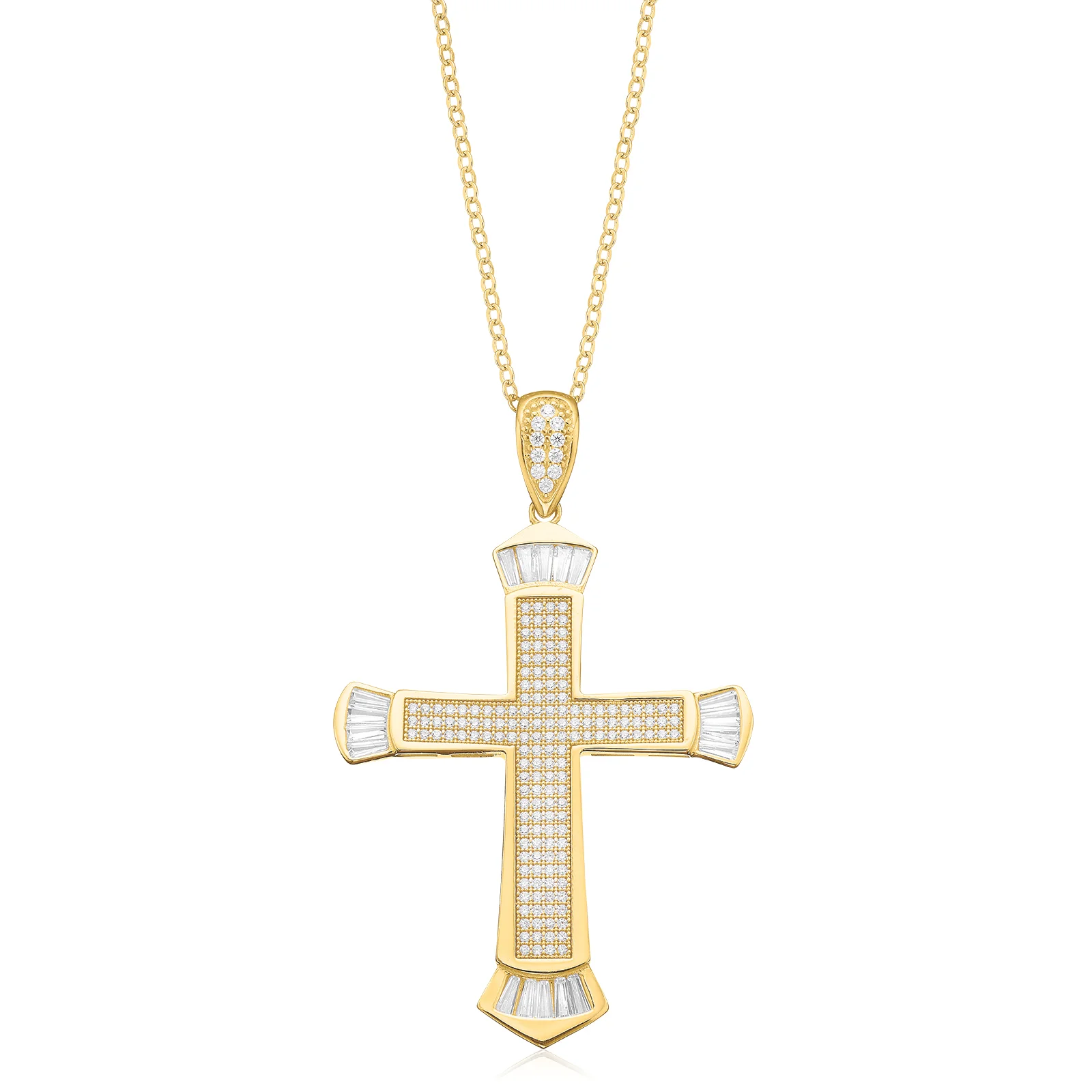 9ct Yellow Gold with Cubic Zirconia Cross Pendant